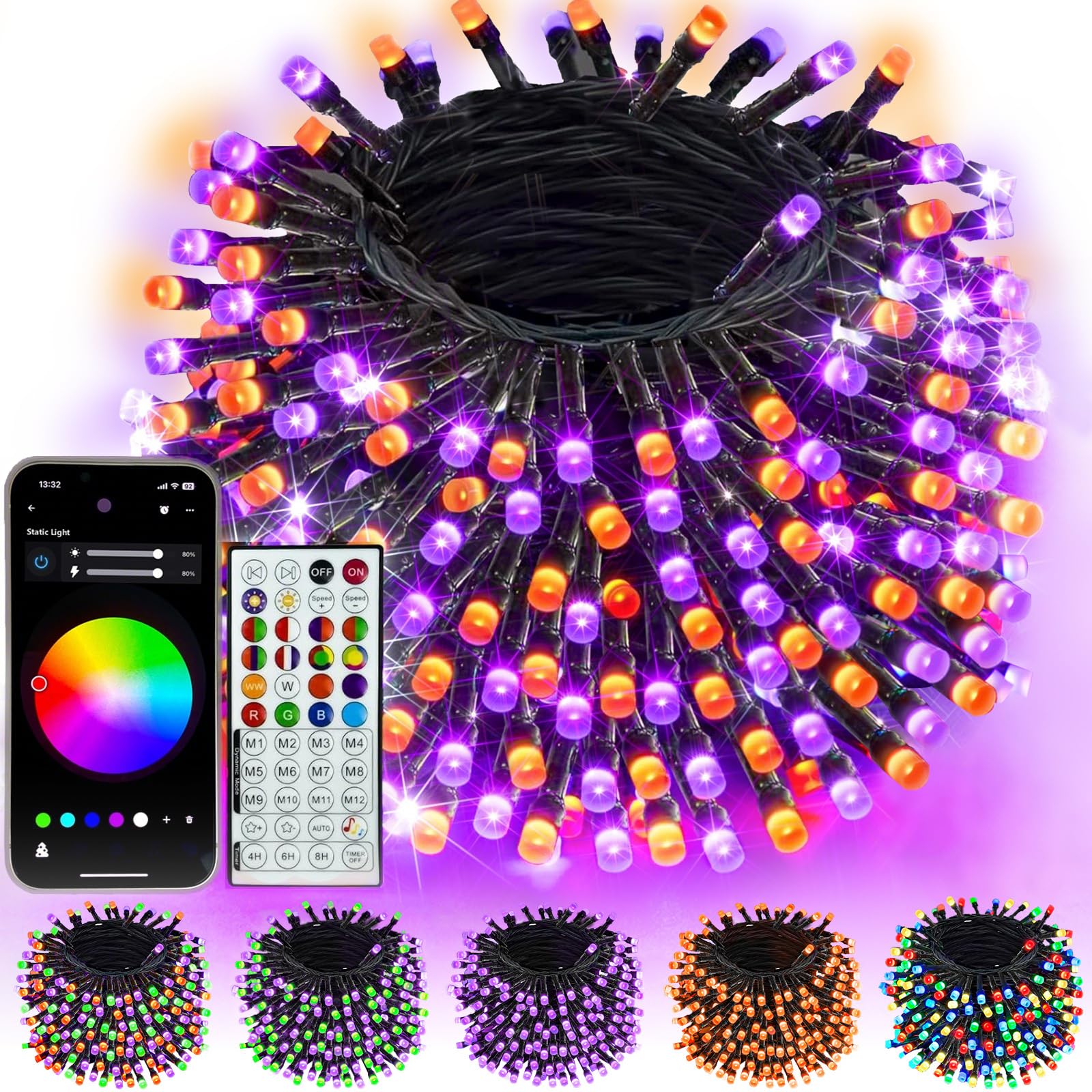Smart Easter Lights With Remote App Control 95Ft 240Led, Rgb Music Sync Dimmable Color Changing Christmas Lights With Timer, Wat