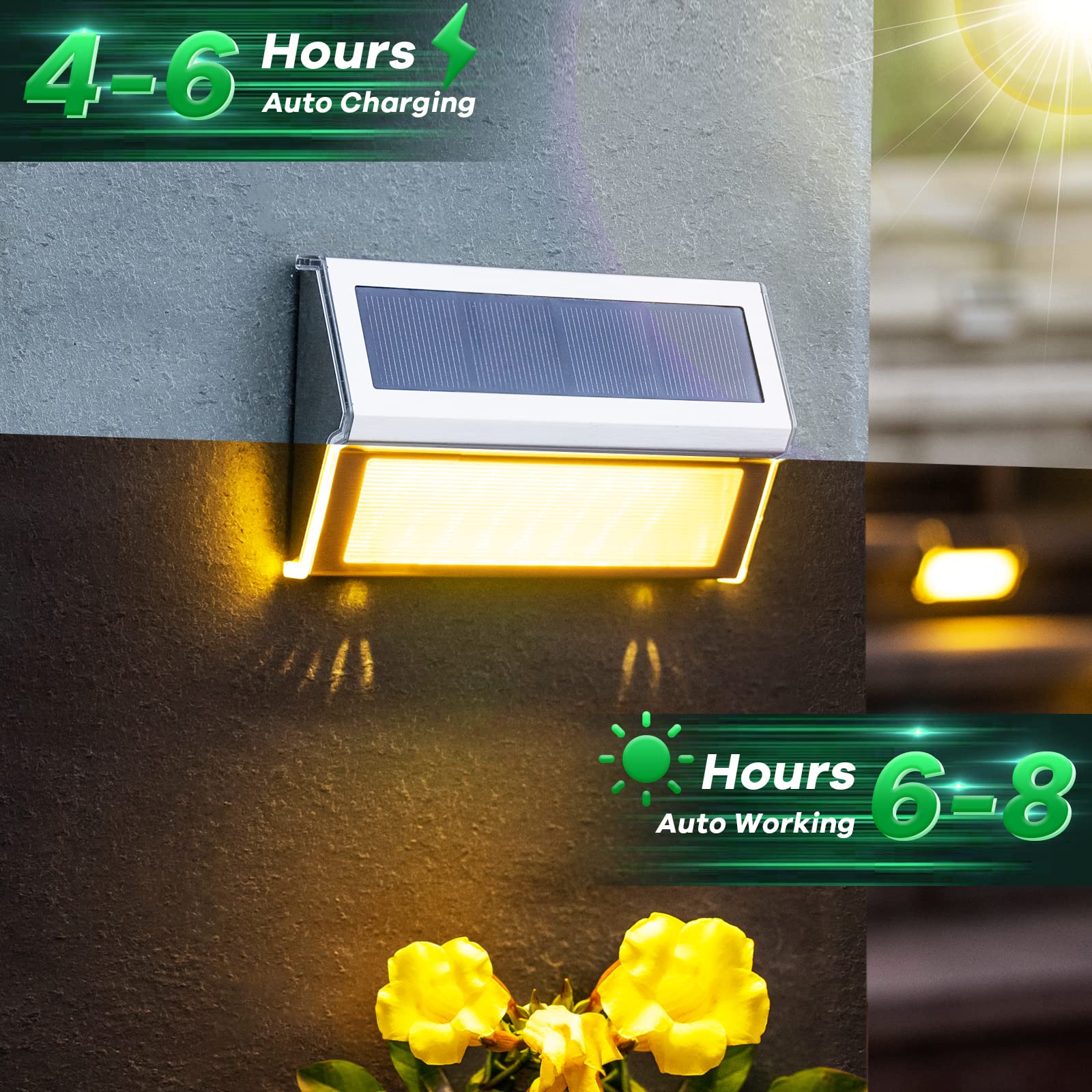 Jsot Solar Step Deck Lights - 10Pack Outdoor Waterproof Stairs Lights For Yard Garden Landscape Pool Fence Step Wall - 9 Led Bea