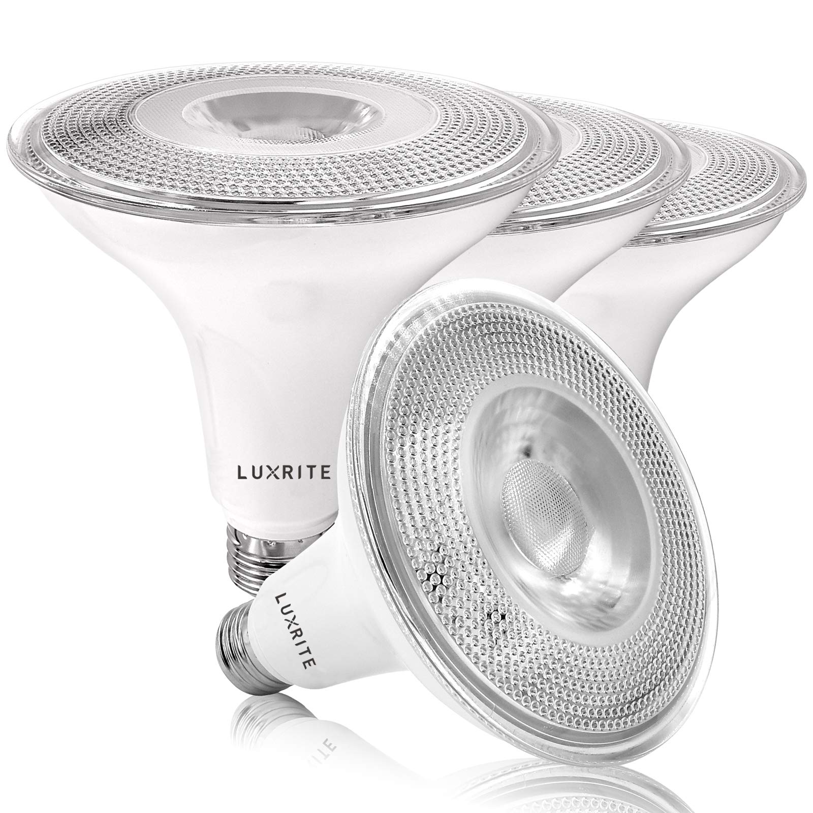 LUXRITE PAR38 LED Outdoor Flood Light Bulbs, 120W Equivalent, 1250 Lumens, 5000K Bright White, 4 Count, Dimmable, E26