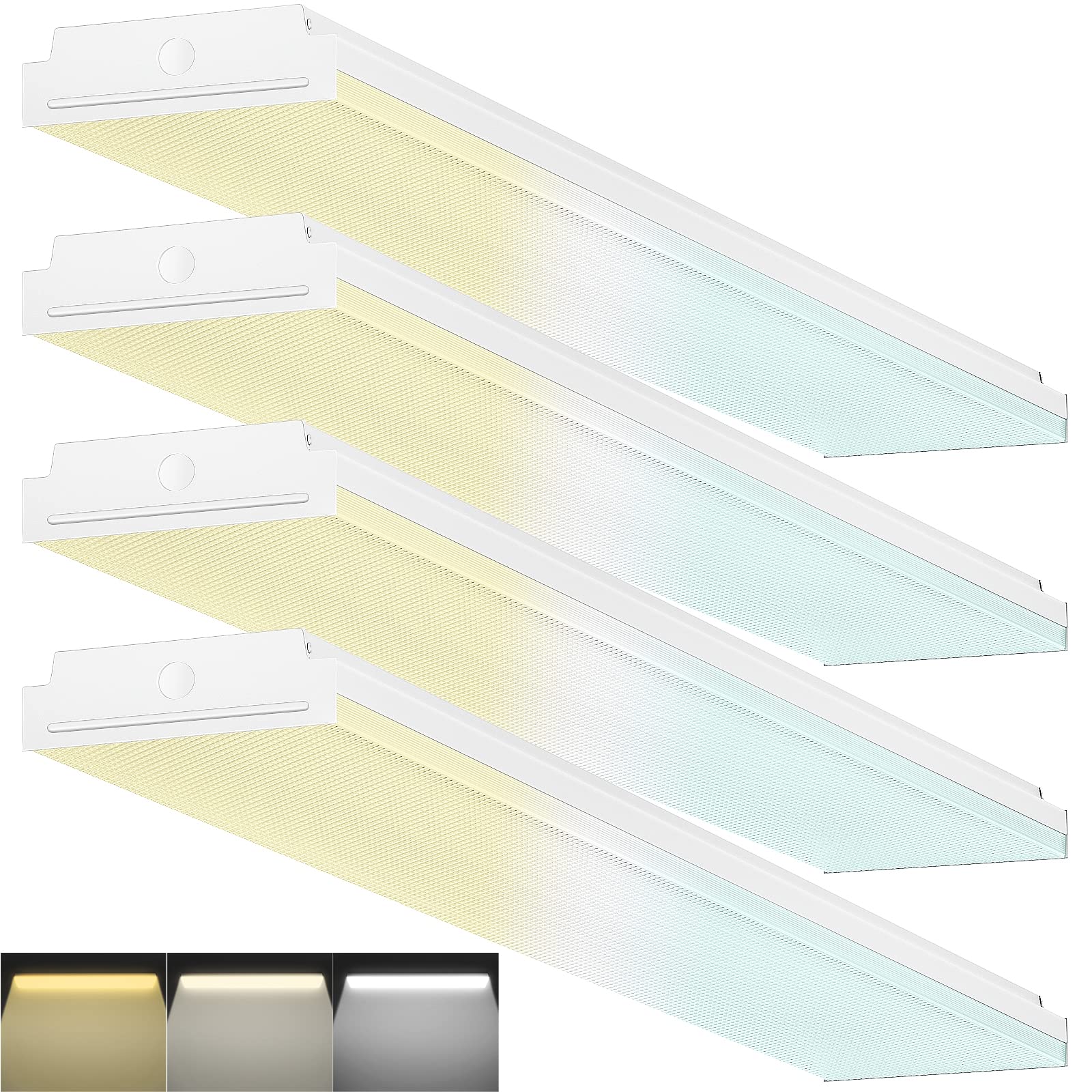 FaithSail Dimmable 4FT LED Wraparound, 4 Foot LED Light Fixture with 3 Watt/3 Lumen/3 CCT, 30W/40W/50W, 3500lm/4500lm/5500lm, 30