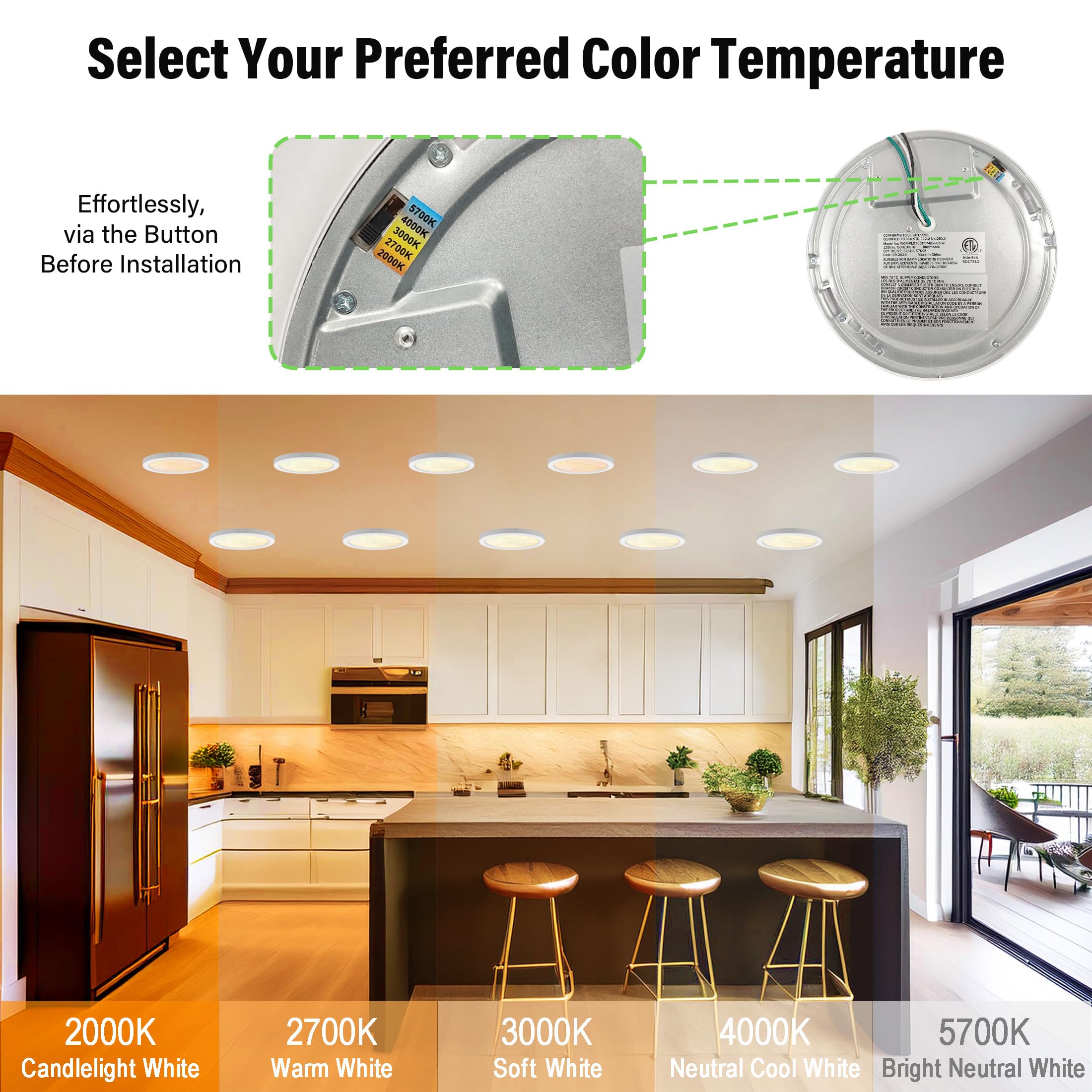 Novelux 7.3'' Flush Mount Ceiling Light Dimmable With Etl Cert, 5Cct Led Moon Style Round Light Fixture For Bedroom, Bathroom, K