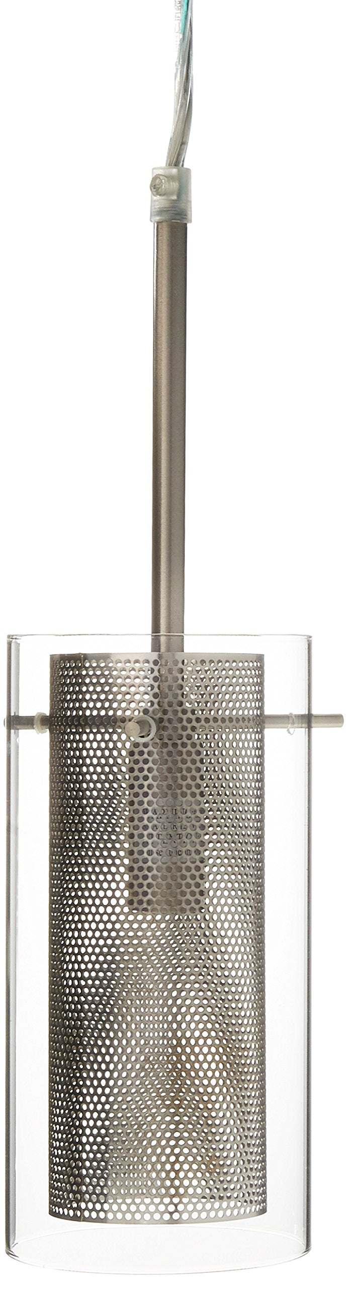 Lite Source LS-17851PS/CLR Wick 1-Lite Pendant Lamp with Outer Clear Glass, Polished Steel