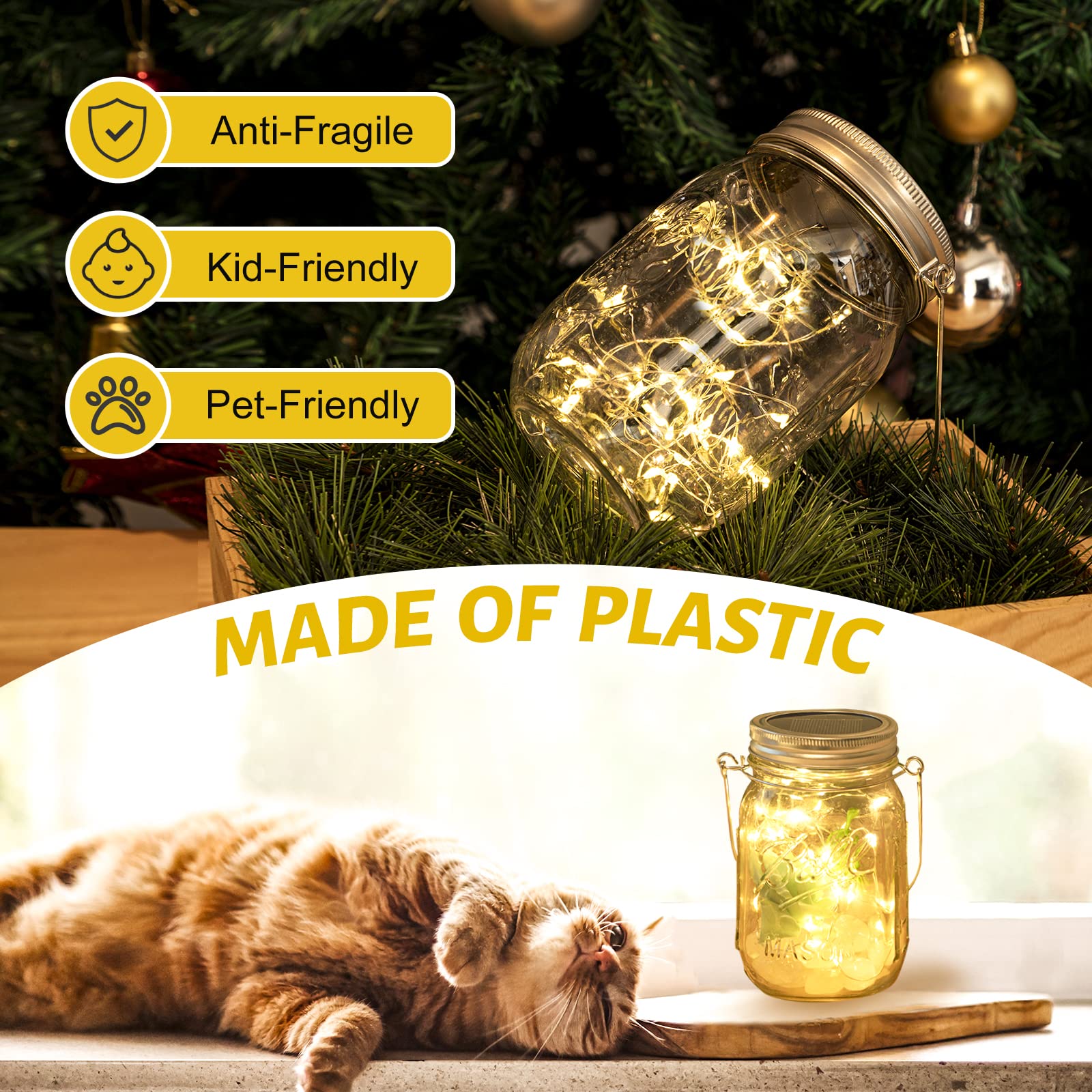 Hxweiye 8 Pack Solar Mason Jar Lights Lanterns,Jars & Hangers Included,30Led Waterproof Hanging Outdoor Fairy Lights For Patio G