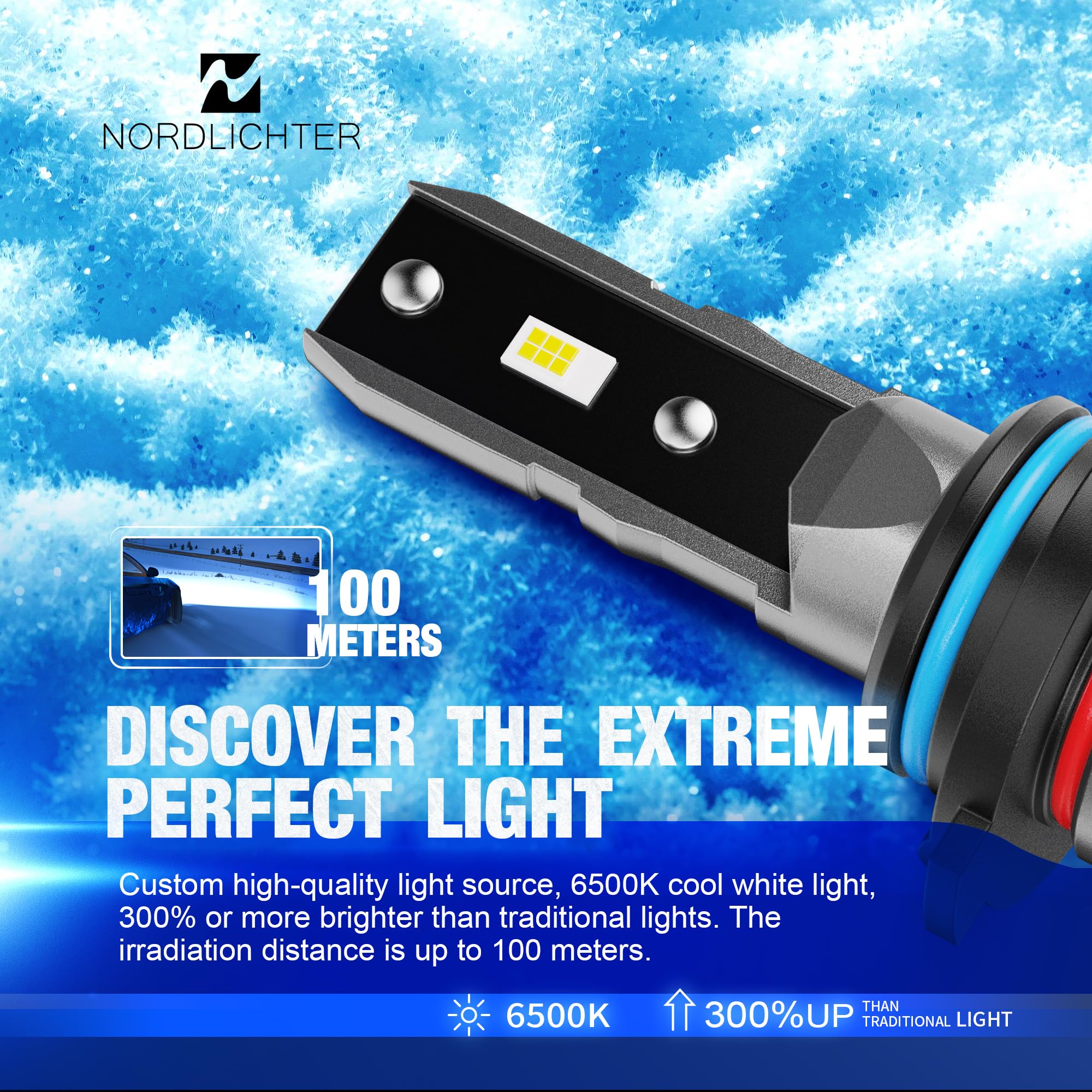N Nordlichter 9006 Bulbs, 9006 Fog Light 300% Brightness 1:1 Mini Size 6500K Xenon White Fanless Wireless Bulbs For Car (Pack Of