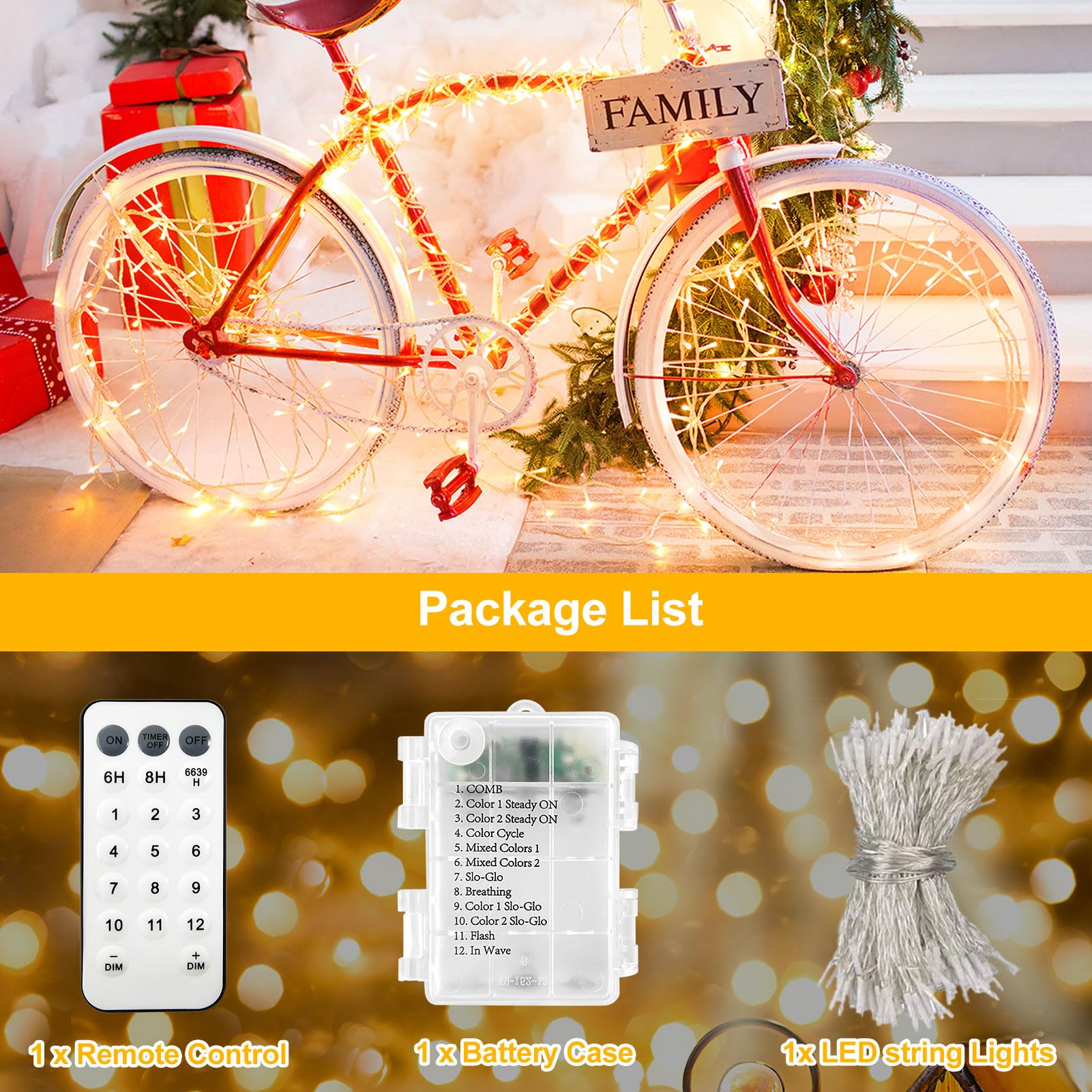 Battery Operated Christmas String Lights, Warm White & Multi-Color Changing 100 Led Fairy Lights 33Ft Clear Wire With Remote Timer Christmas Lights For Outdoor Indoor Xmas Tree Festive Decorations