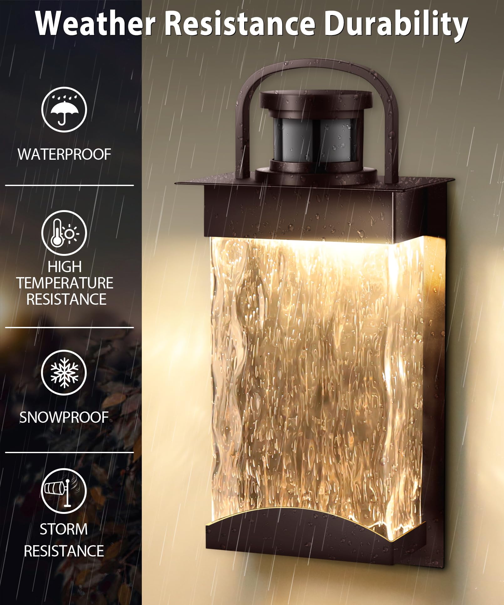 Lamomo Motion Sensor Outdoor Lights, 1200 Lumen, Waterproof, 13W, Bronze, Model B6058LG-B-US, Modern Design