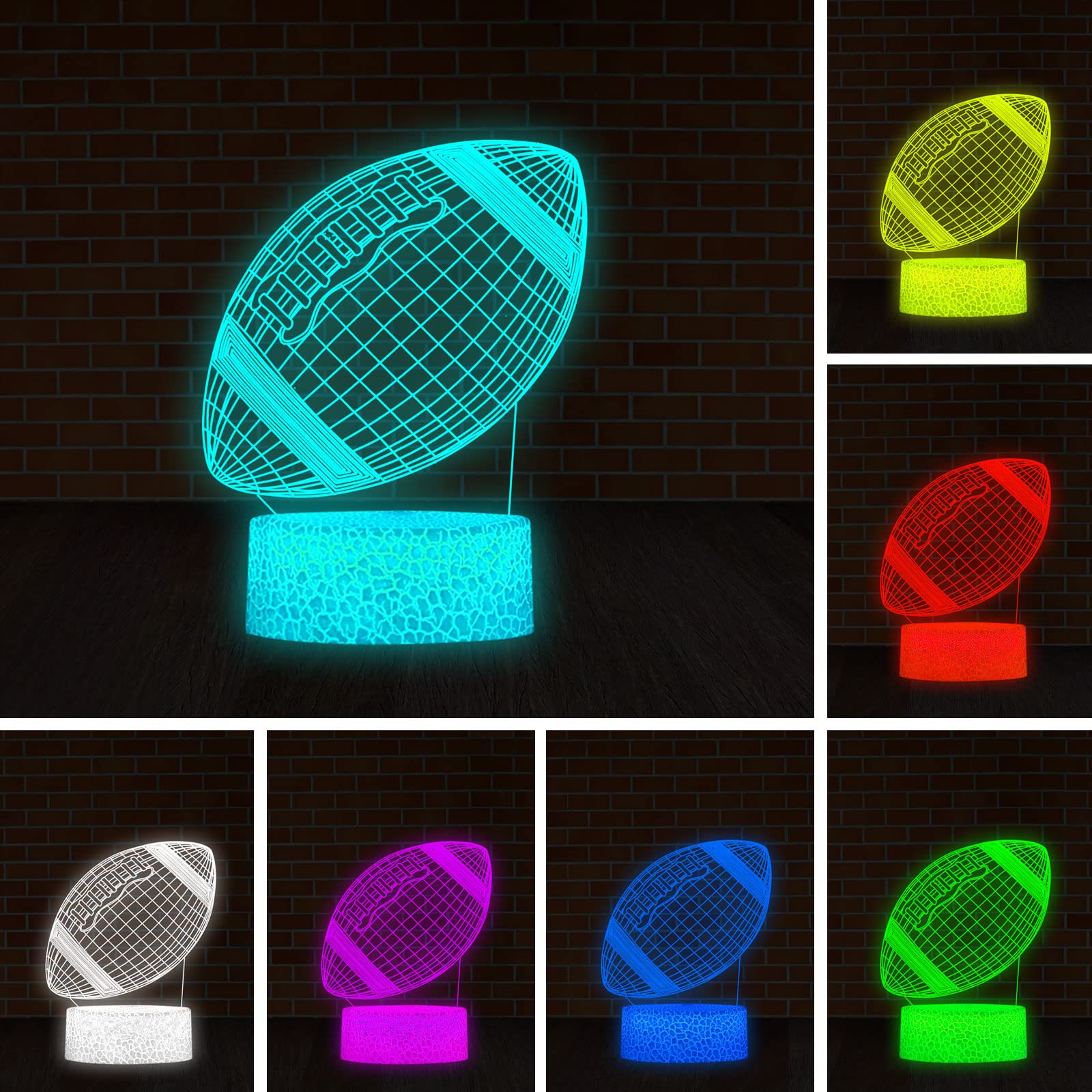 SHANJIANKE Football 3D Night Light Touch Control - 7 Colors Auto Gradient Night Light,Kids Night Light Suitable for Home Outdoor