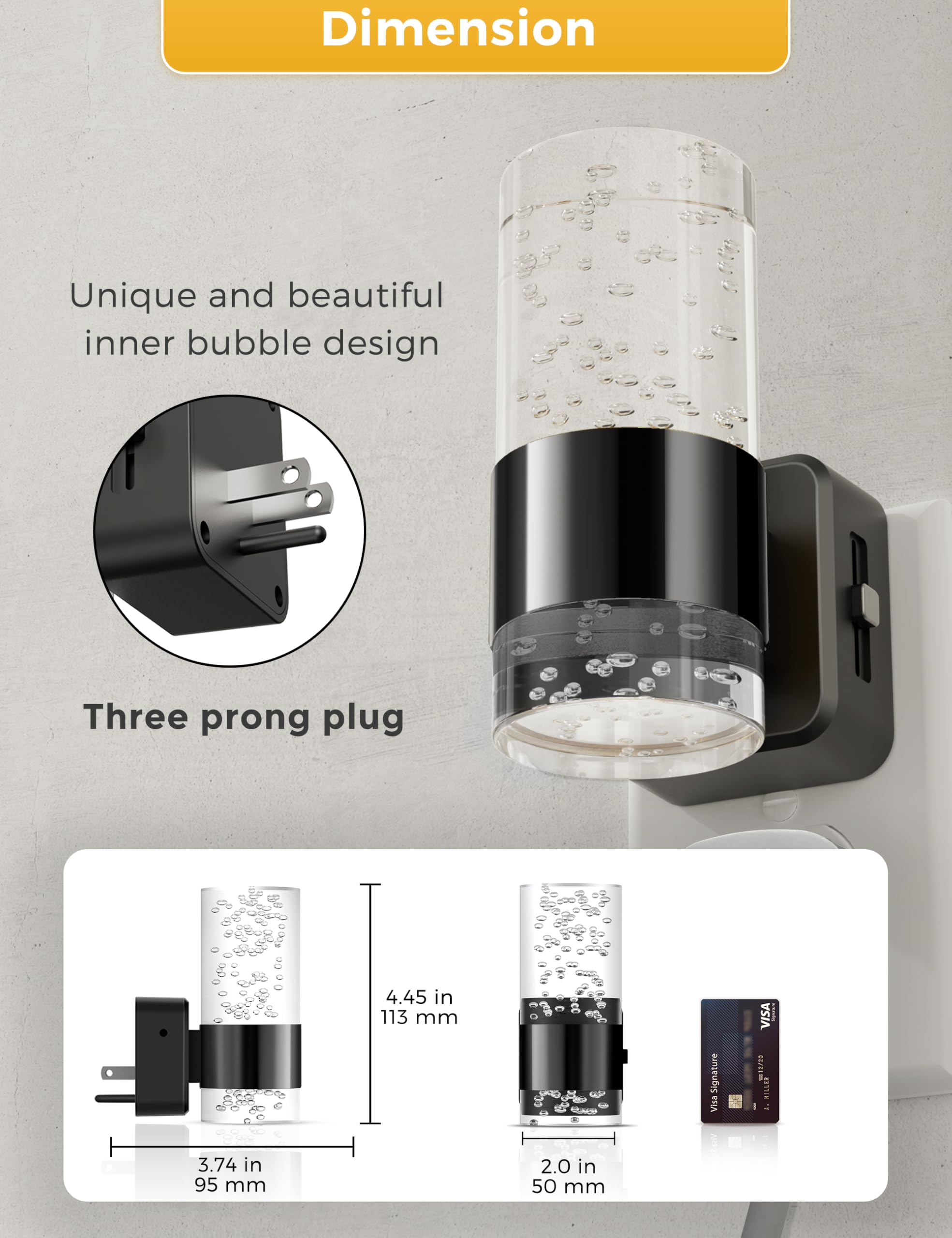 L Lohas Led Night Light,Dimmable Night Lights Plug Into Wall, Acrylic Nightlights With 0-100 Lm Adjustable Brightness, Amber Plu