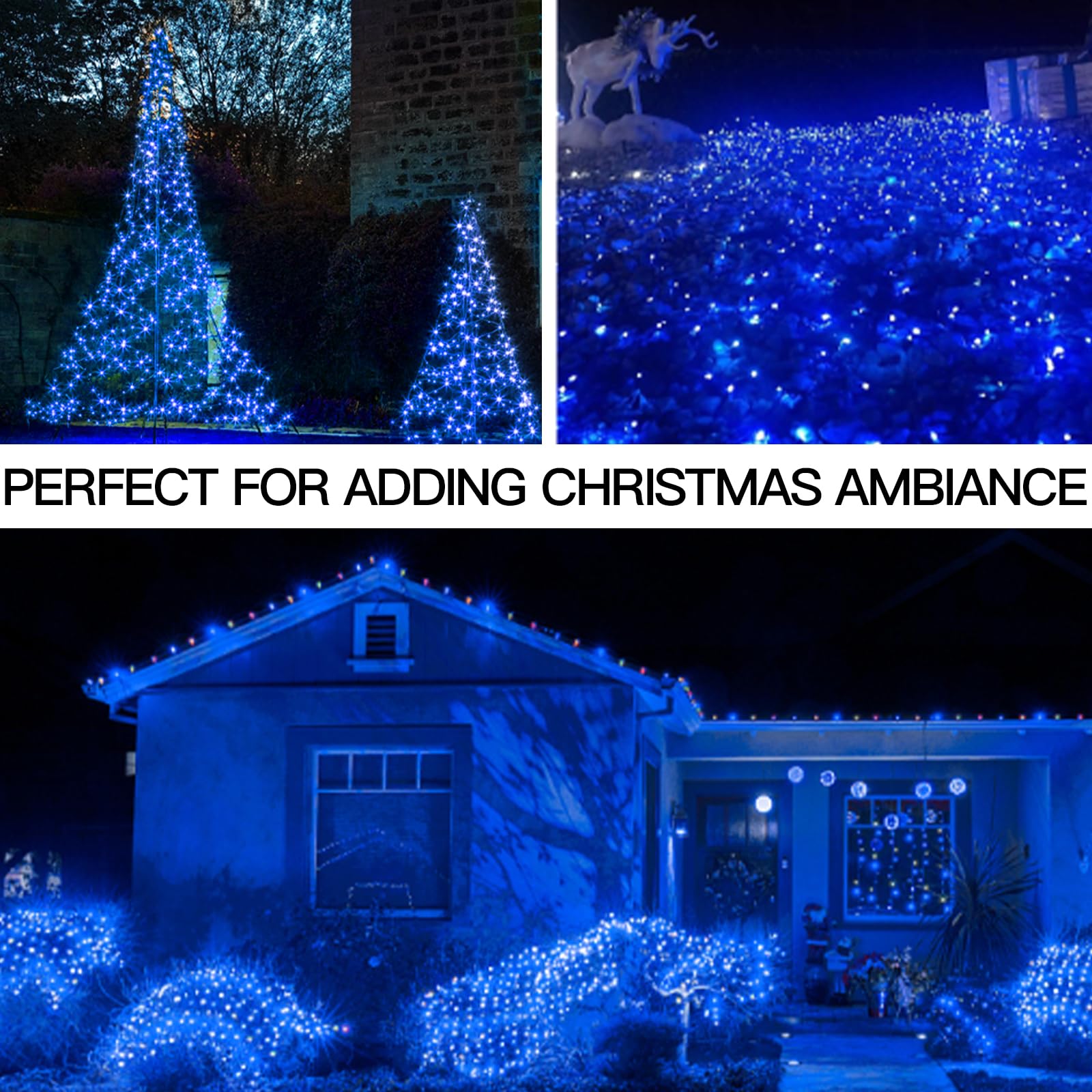 Suddus 66Ft Blue Led Fairy Lights, 200 Led Battery Operated Twinkle Lights For Indoor/Outdoor Use
