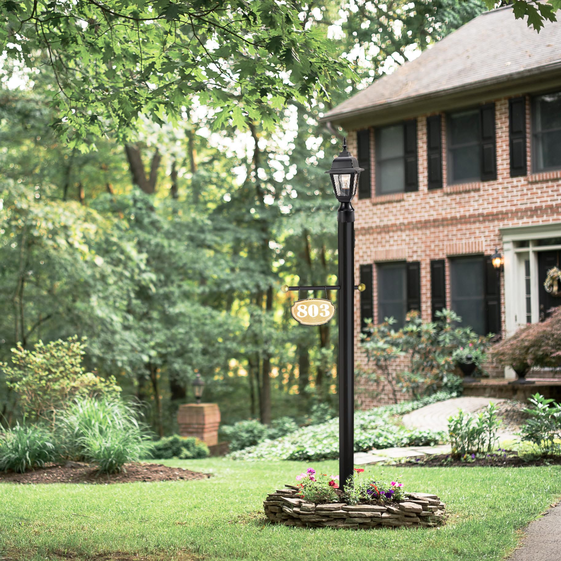 Design House 80-Inch Outdoor Lamp Post For Driveway, Pathways, Front Yard, Weather Resistant, Direct Burial Lighting In Black, 5