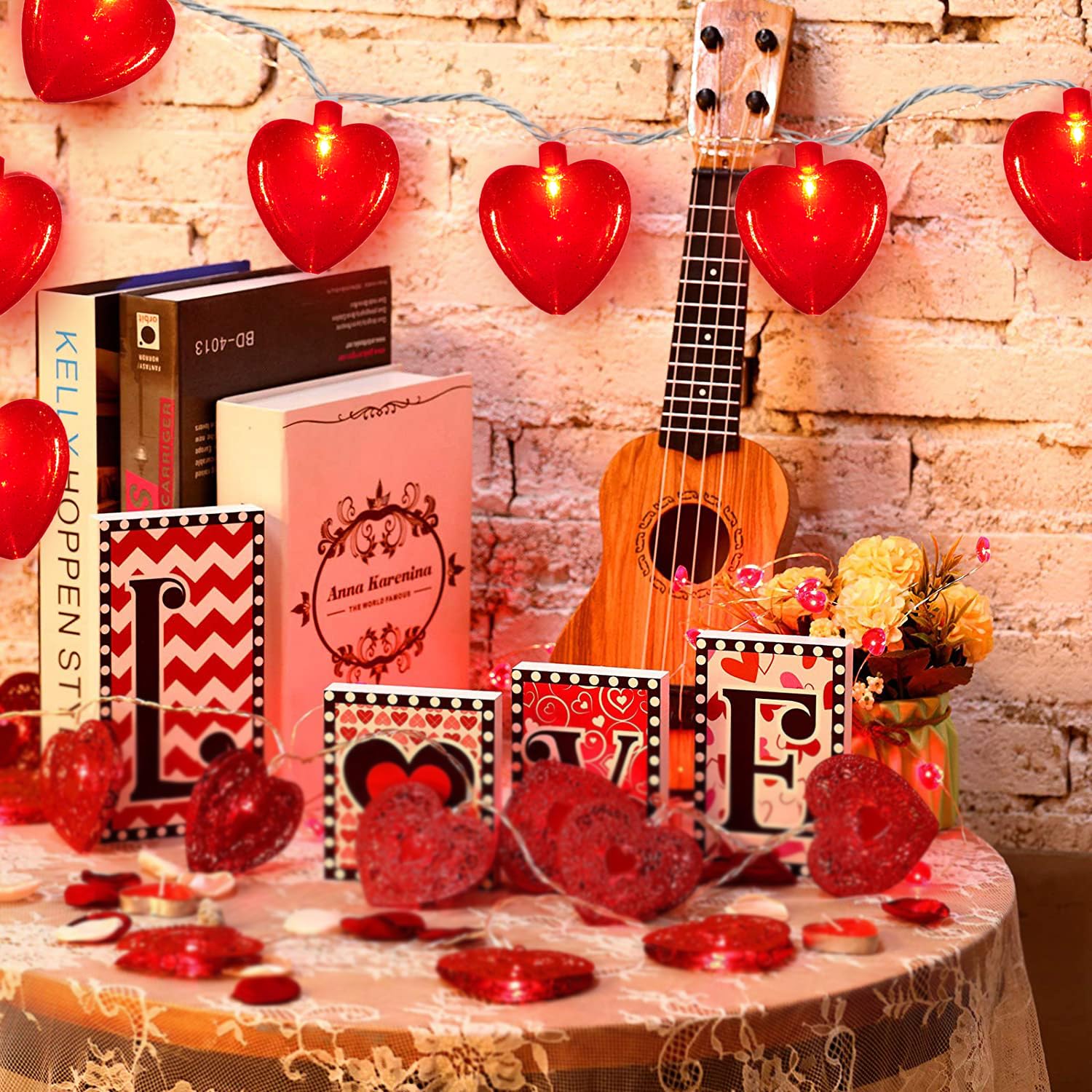 Doratale 8.5Ft Red Heart Fairy String Lights - 10 Connectable 3D Heart Decor For Valentine'S Day