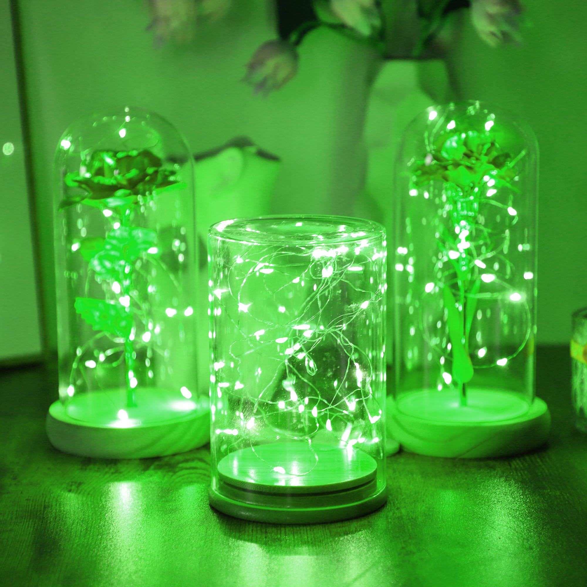 Fteoyel 6 Pack Fairy Lights Battery Operated, 10 Feet 30 Leds String Lights, Flashing And Constant Light Modes, For Bedroom, Parties, Wedding, Glass Bottle Decoration (Green)