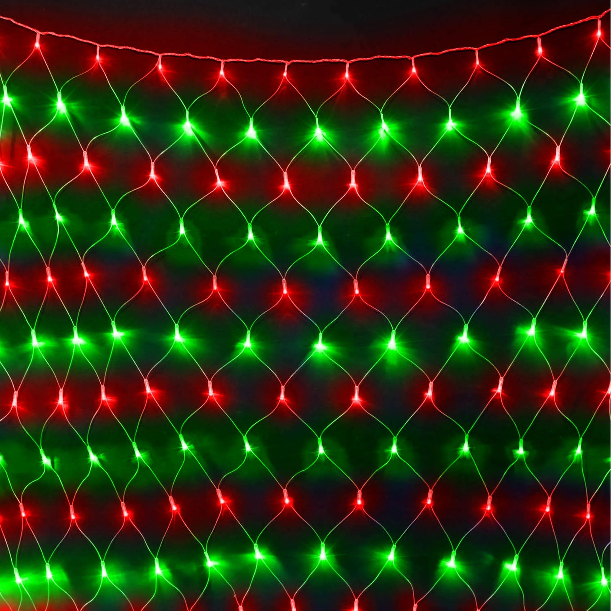 198 Led Christmas Net Lights Plug In  9.8 Ft X 6.6 Ft Red Green Waterproof Net Lights Outdoor  8 Twinkle Modes Mesh Fairy Light For Xmas Tree Bush Garden Ceiling Holiday Decoration