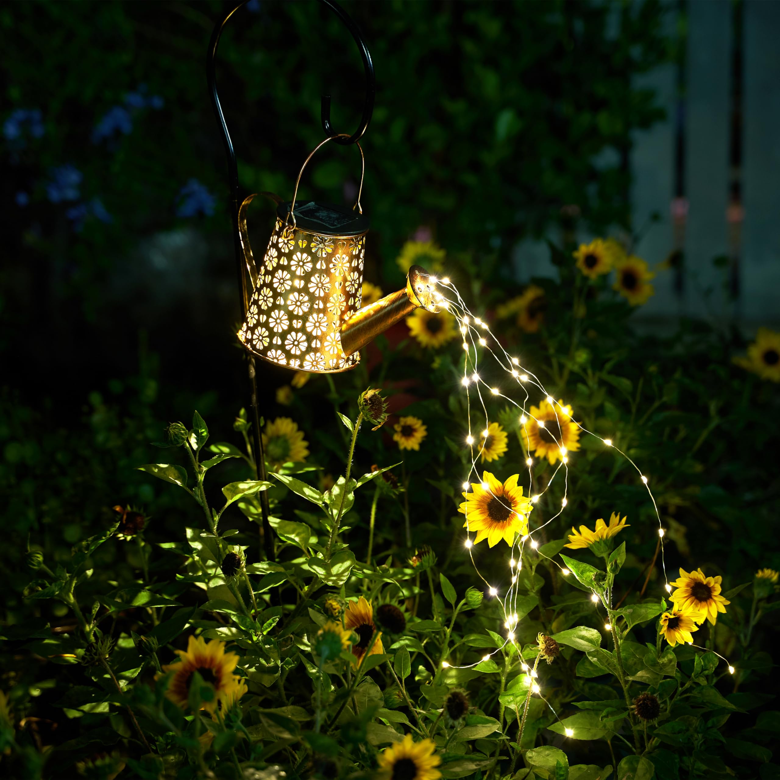 Solar Garden Watering Can Lights,Solar Waterfall Lights With Cascading Lights,Garden Decor For Outside,Solar Outdoor Light Hangi