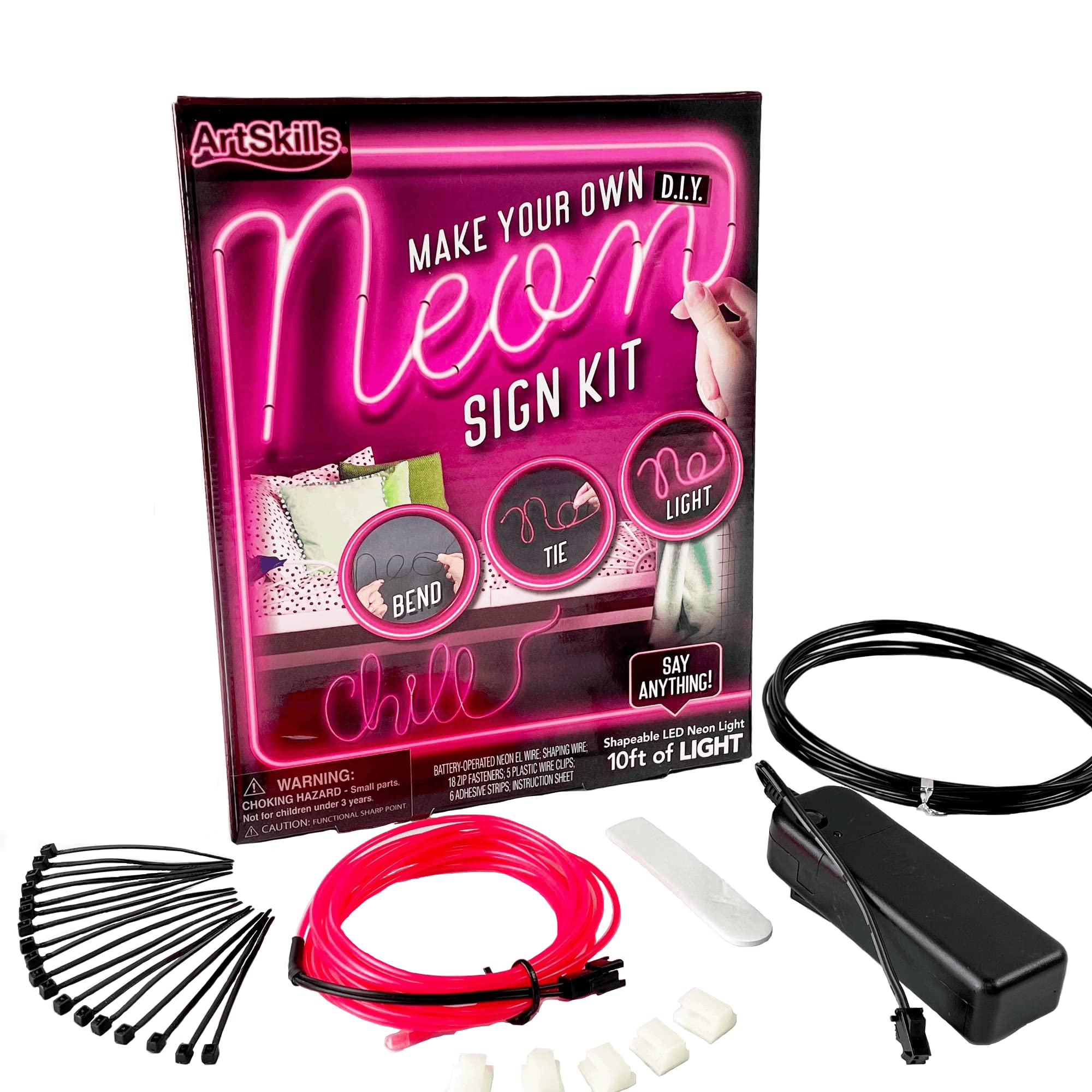 ArtSkills Neon Sign Kit - Custom LED Light Strip for Bedroom Décor, Pink, Model 07530