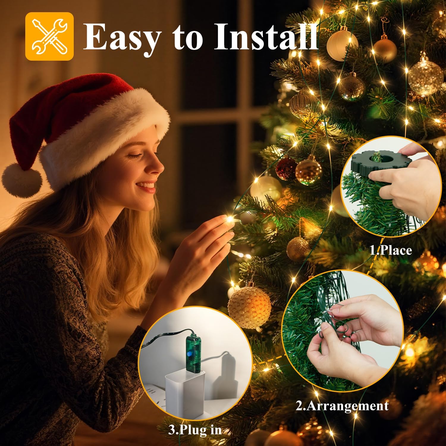 Btfarm Christmas Tree Lights With Remote  5Ft 300 Led Usb Plug In Fairy Xmas Lights For 4-6Ft Tree  Dimmable Timer Waterproof Cascading Twinkle String Light 8 Modes For Indoor Outdoor Decor Warm White