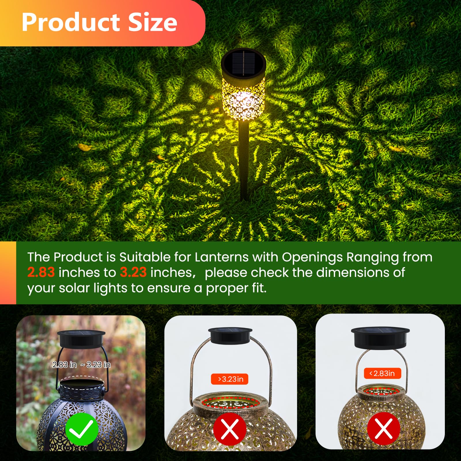 Suggant 4 Pack Solar Light Replacement Tops, Waterproof LED for Lanterns, 3.23 Diameter - Black, Ideal for Outdoor Garden & Pathway Decor