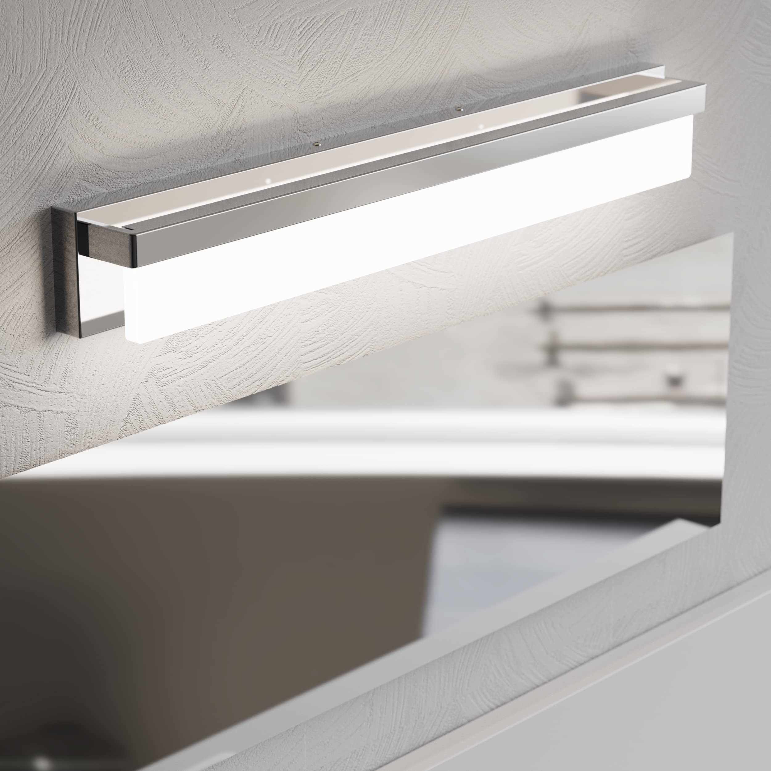 Lightinn Led Bathroom Vanity Light Fixture, 32.3 Chrome Stainless Steel, Model 8890-24W-Chr, Modern Design, Daylight 4000K