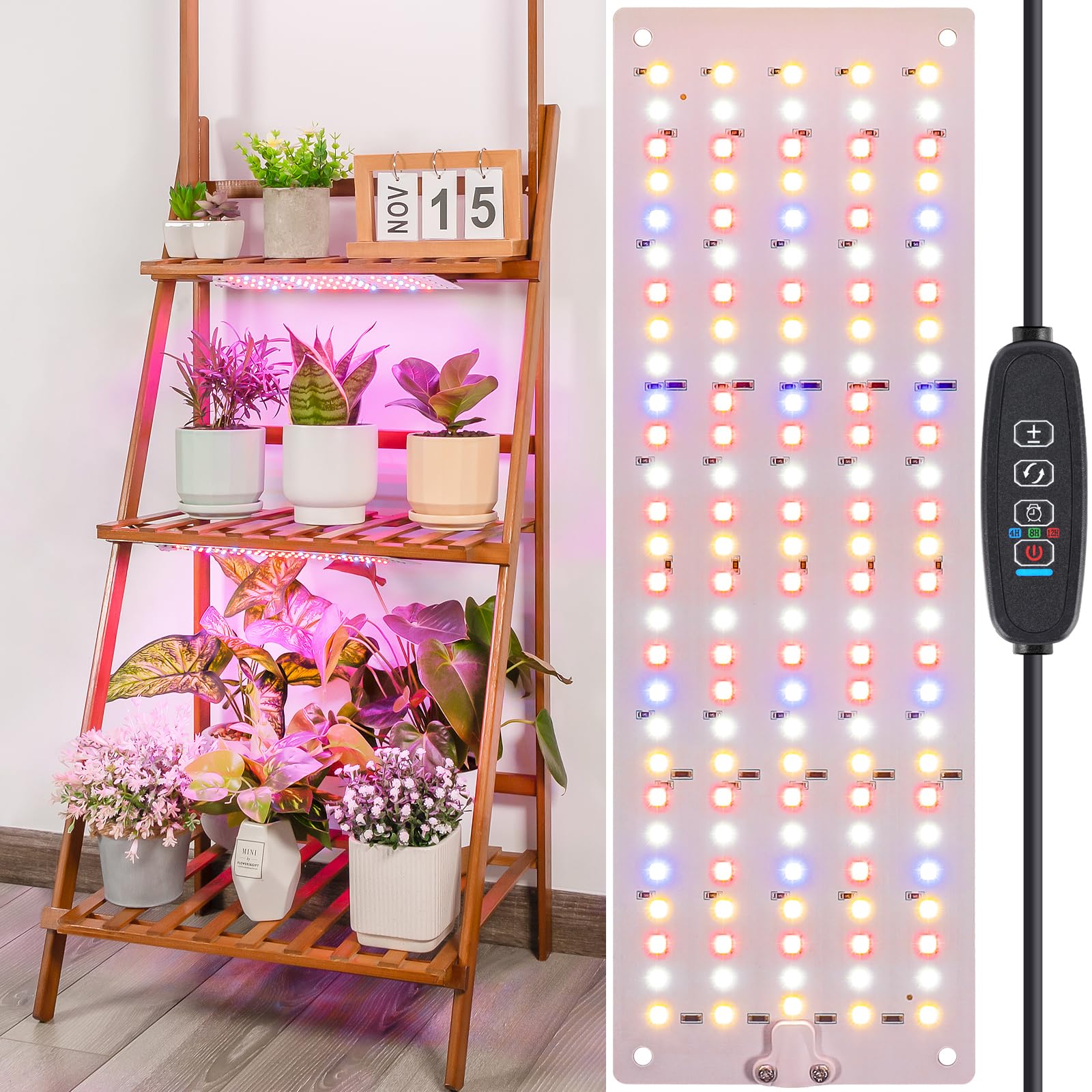 Lbw Led Grow Light, Red Blue Spectrum Grow Light With 4/8/12H Timer And 10 Dimmable Levels, 135 Leds Plant Grow Lamp For Seedlings, Veg, Bloom And Succulents, Ideal For Under Cabinet Indoor Plants