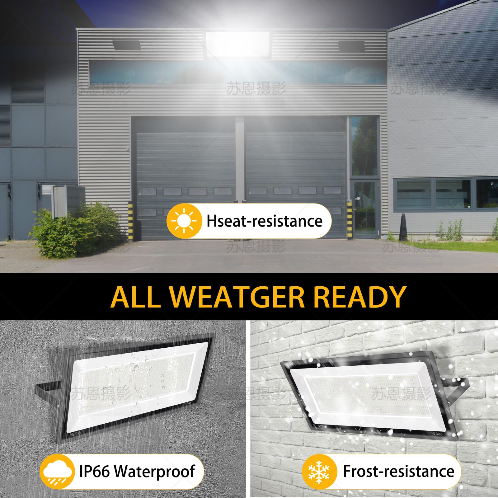Xycn 800W Led Flood Lights 89500Lm, Ip65 Waterproof, 5000K Daylight - 2 Pack For