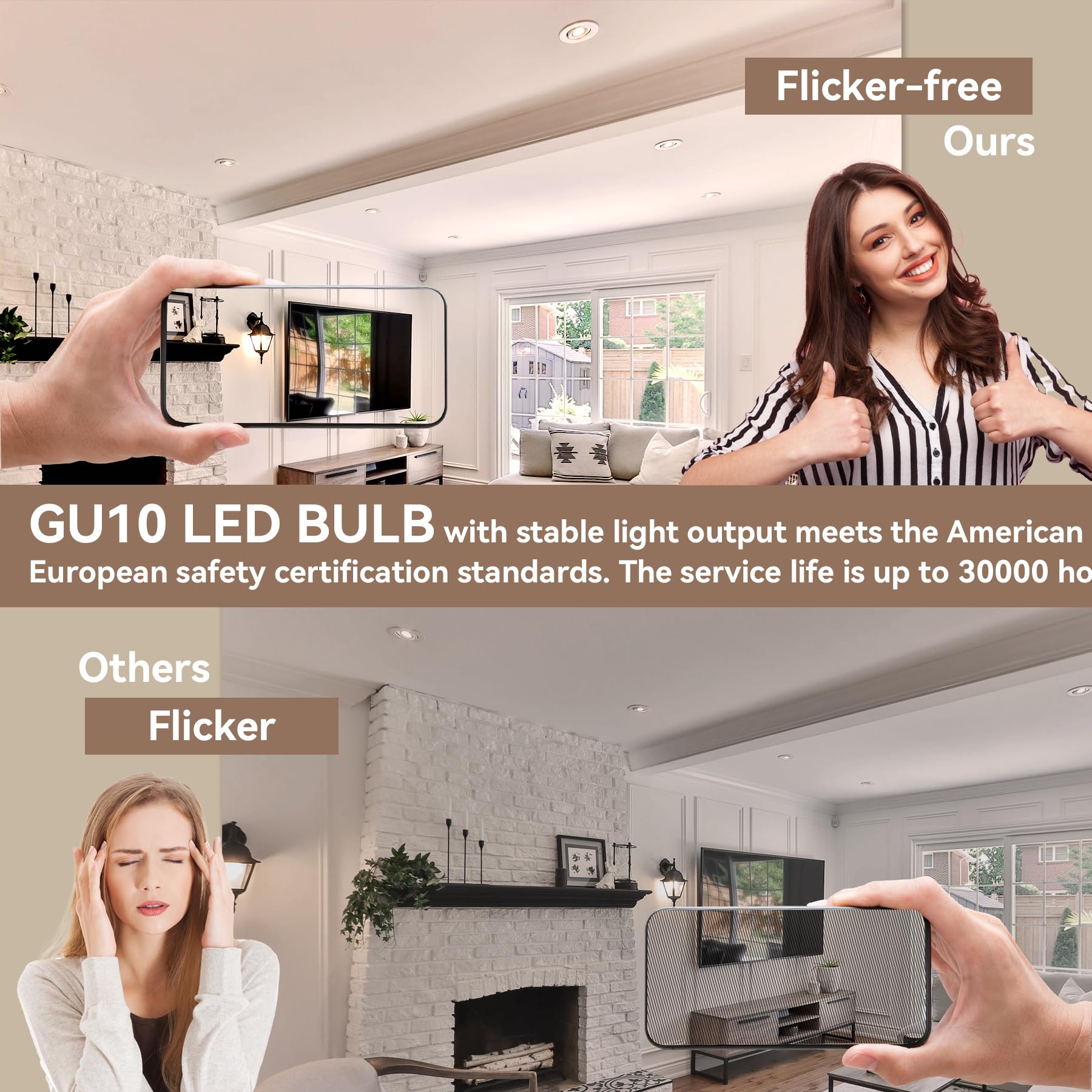 comzler GU10 LED Bulb 4W Dimmable 4000K Natural Daylight 120° Beam Angle ETL Listed 12 Pack Model CZ-GU10-40K-