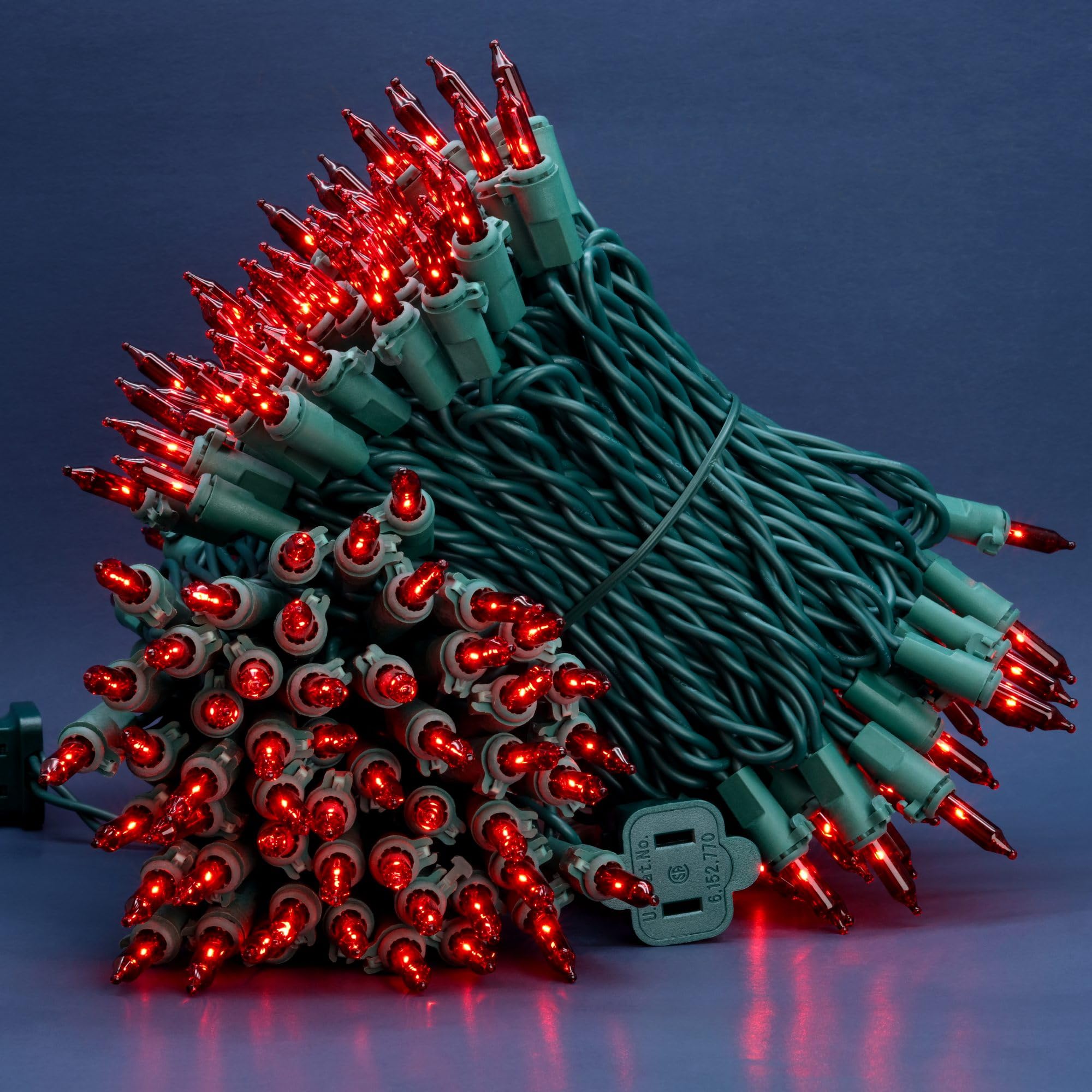 SWEET SHINE Christmas Lights, 200 Count Red String Lights, 33 ft Green Wire, UL Listed, Model DDS-L-100E/2F(0.34)