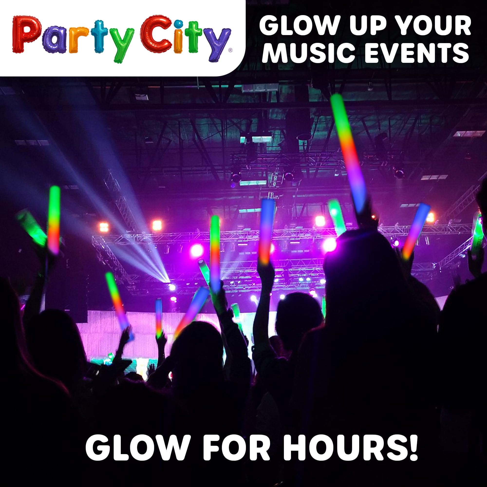 Party City 36Pk Led Foam Glow Sticks 14 - Glow In The Dark Party Supplies Favors  Colorful Flashing Wand With 3 Modes  Foam Light Up Sticks Bulk Party Pack For Wedding  Birthday  Concert  Halloween