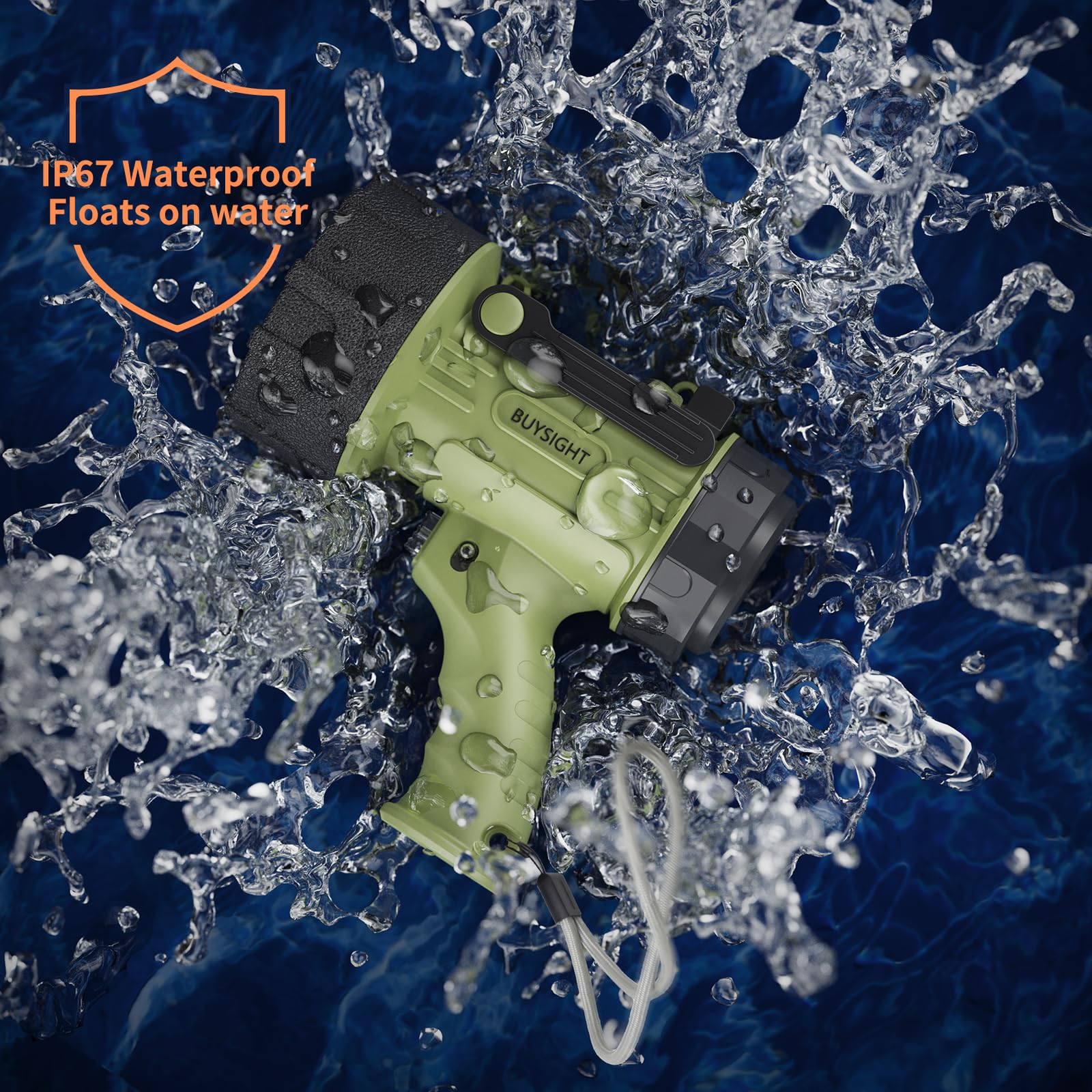 Buysight Rechargeable Spotlight Flashlight, 1000,000 Lumens Hand Held Spot Lights Waterproof Led Flashlight Hunting Lamp With Red Filter (Matcha Green)