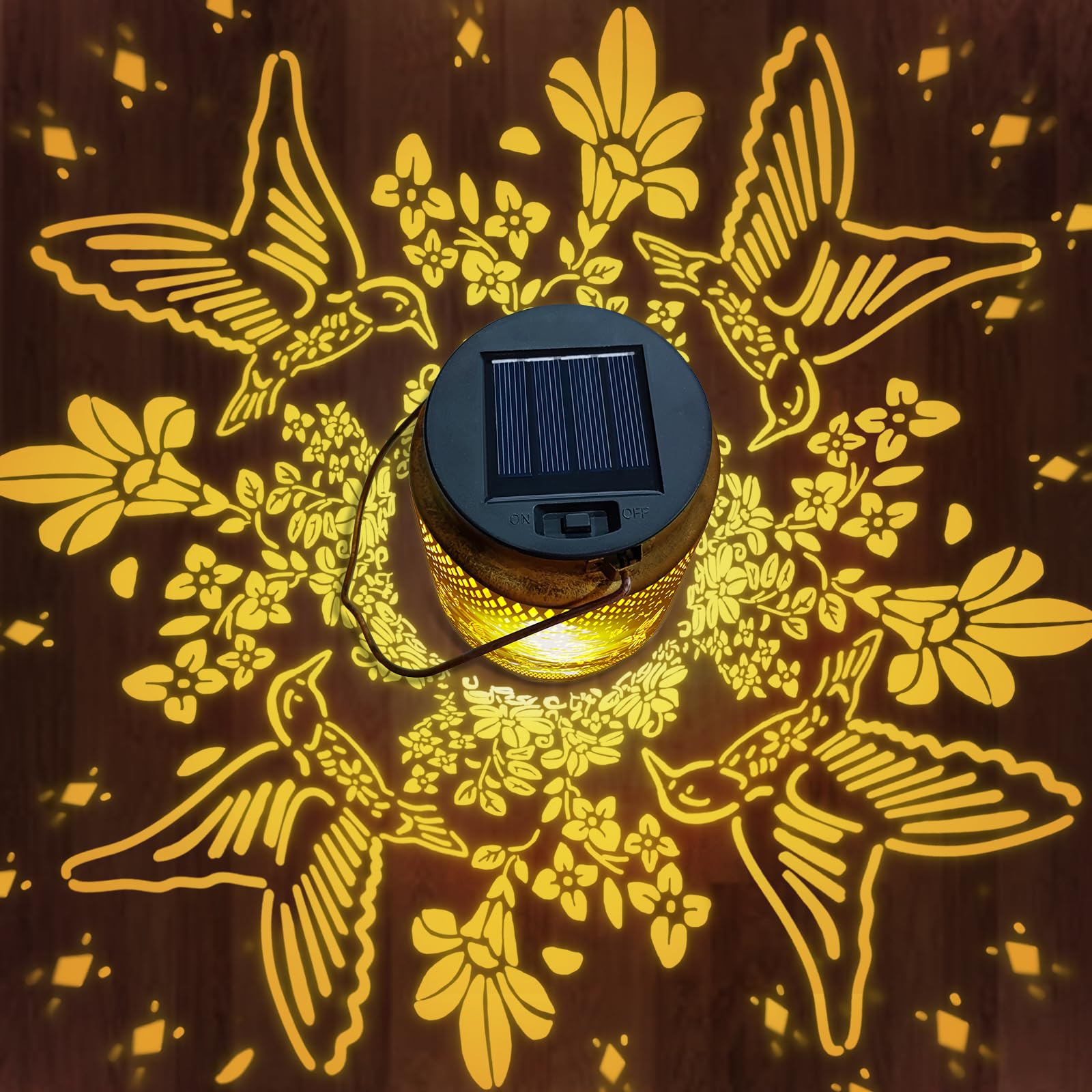 Hummingbird Solar Lanterns Outdoor Waterproof, Hanging Solar Lights Garden Decor, Metal Garden Lights For Yard, Patio, Lawn, Lan