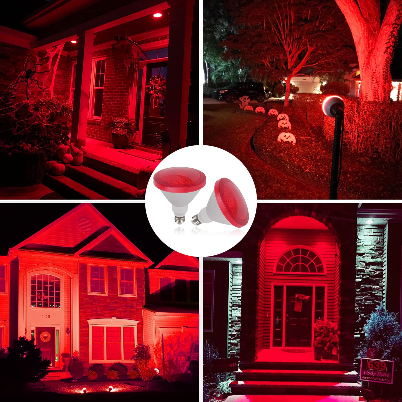 Ciciny Par38 Red Flood Light Bulb - 15W (100Watt Equivalent) - E26 Base Led Flood Lights 2 Pack, Party Decoration, Porch, Home &
