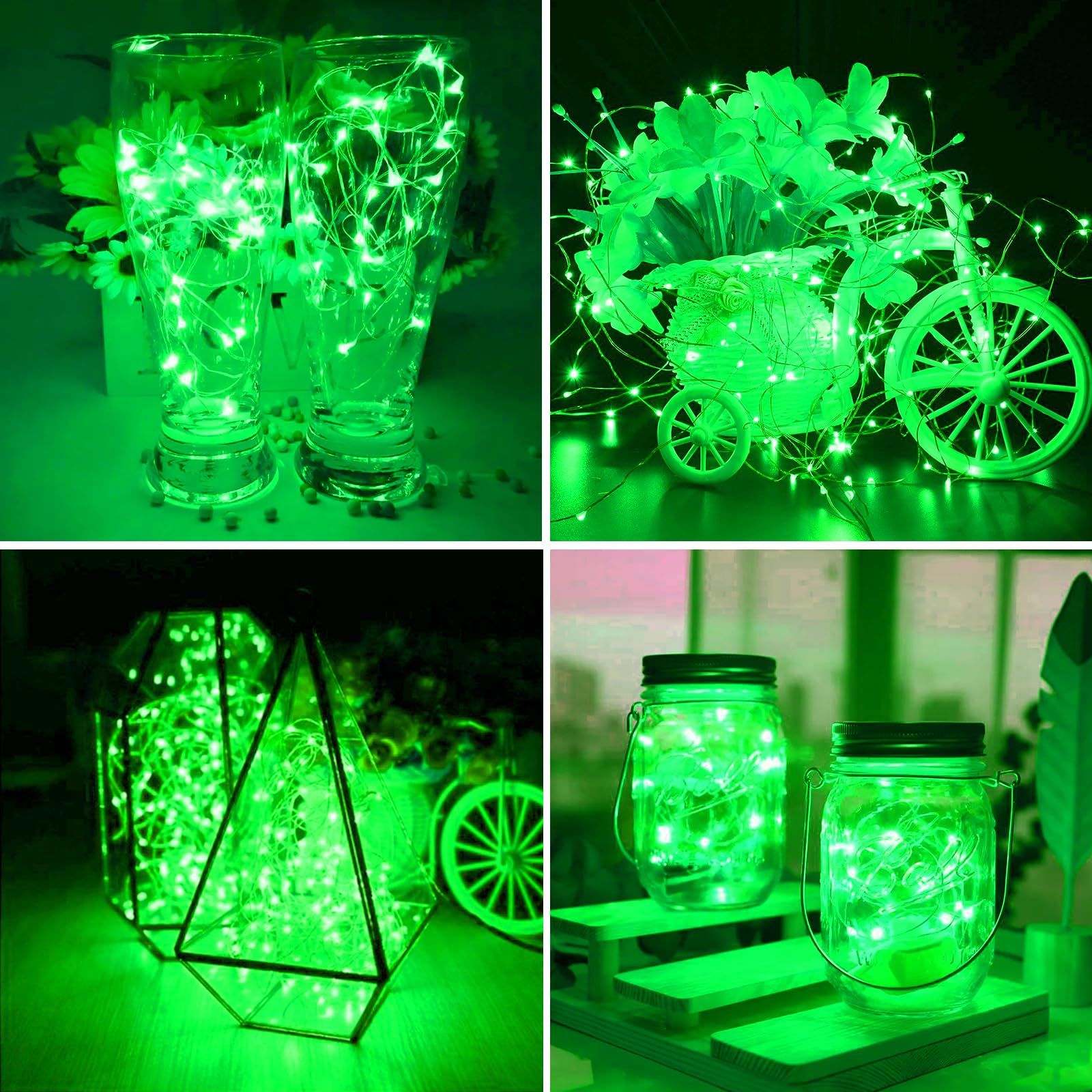 Fairy Lights Battery Operated, String Lights Battery Powered 7Ft 20 Led Twinkle Lights (Green, 12)