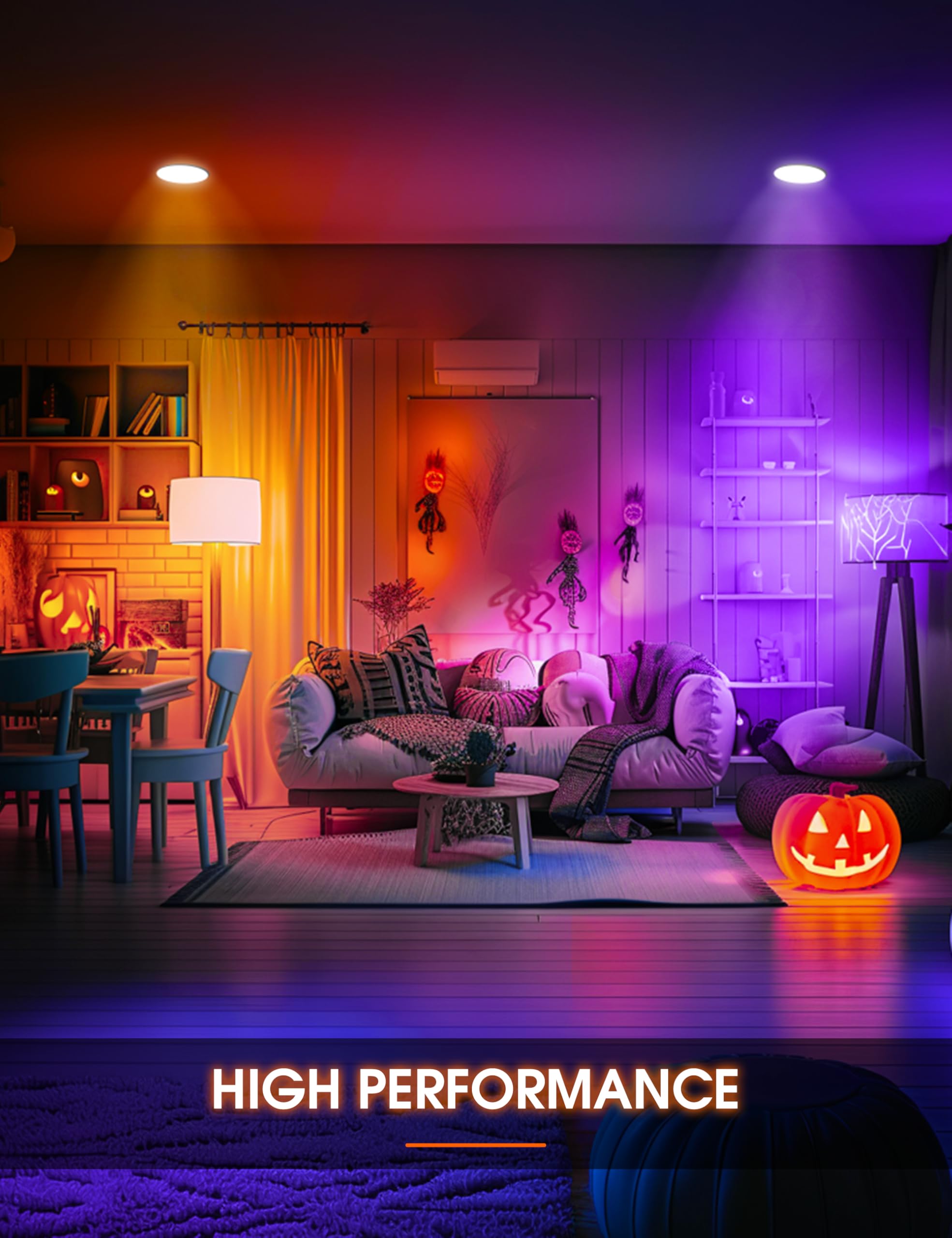 L Lohas Led Orange And Purple Halloween Light Bulbs, Led Br30 Flood Light Bulbs Indoor 65W Equivalent, 11W Halloween Colored Ind