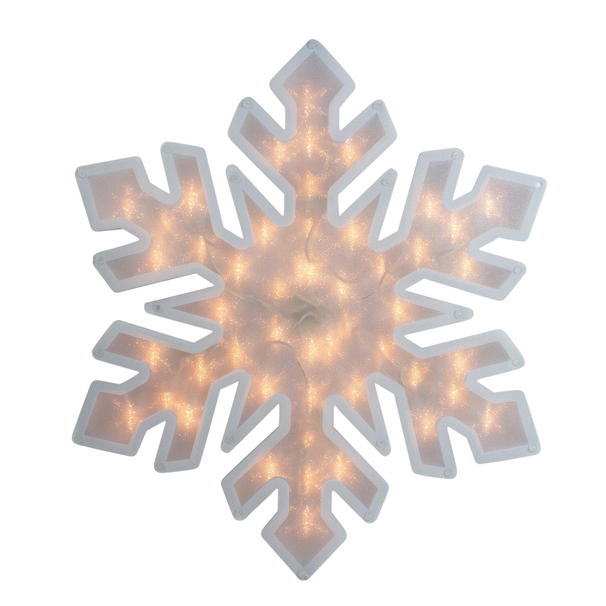 Northlight Lighted Snowflake Window Silhouette Decoration - 20in - Plastic - Clear Lights - White