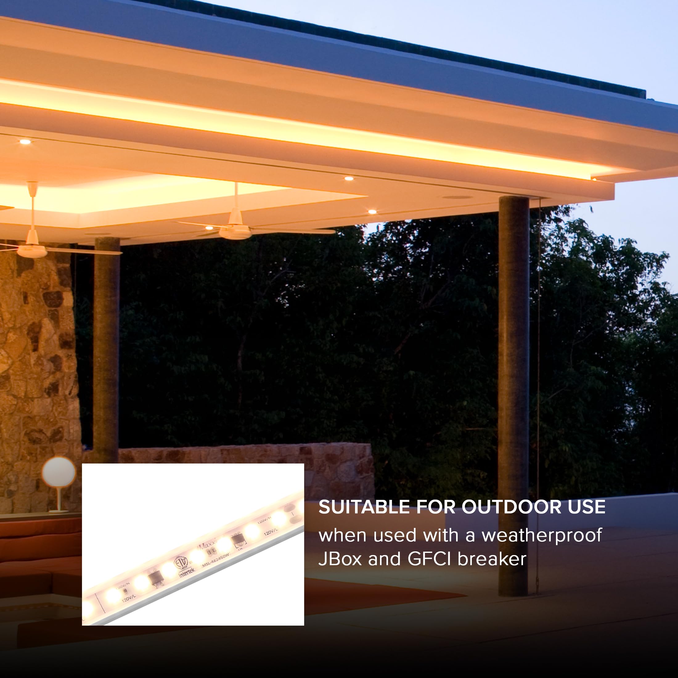 Maxxima LED Under Cabinet Strip Light, 96 in., 3680 Lumens, 3000K Warm White, PVC, Model MSL-964850W, White