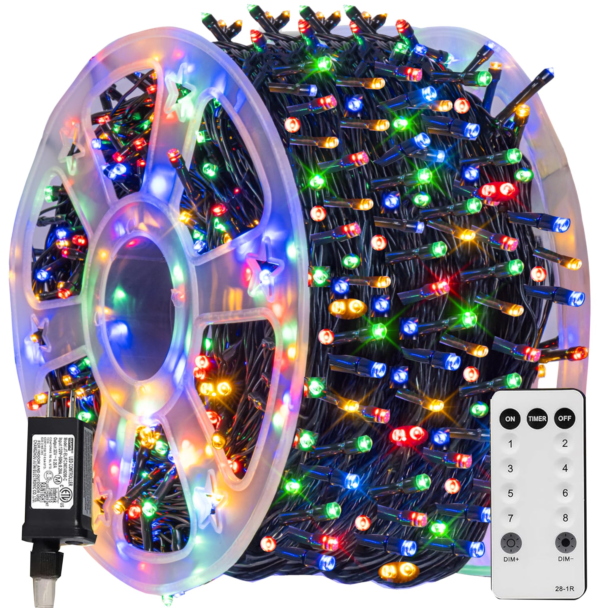 Tw Shine Christmas Lights  600 Led 196Ft Christmas String Lights Plug-In With 8 Modes Timer And Remote  Waterproof Outdoor Decorations For Bedroom Wedding Party Yard Tree Decor  Multi-Colored