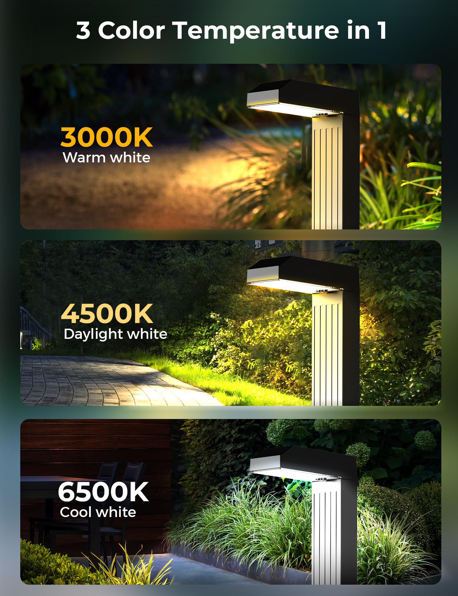 Solar Pathway Lights Outdoor 4 Pack  3 Color In 1 Bright Landscape Lighting With Cool/Warm/Daylight White Modes  Auto On/Off  Ip65 Waterproof For Yard Garden Patio Walkway Sidewalk Lawn Decor