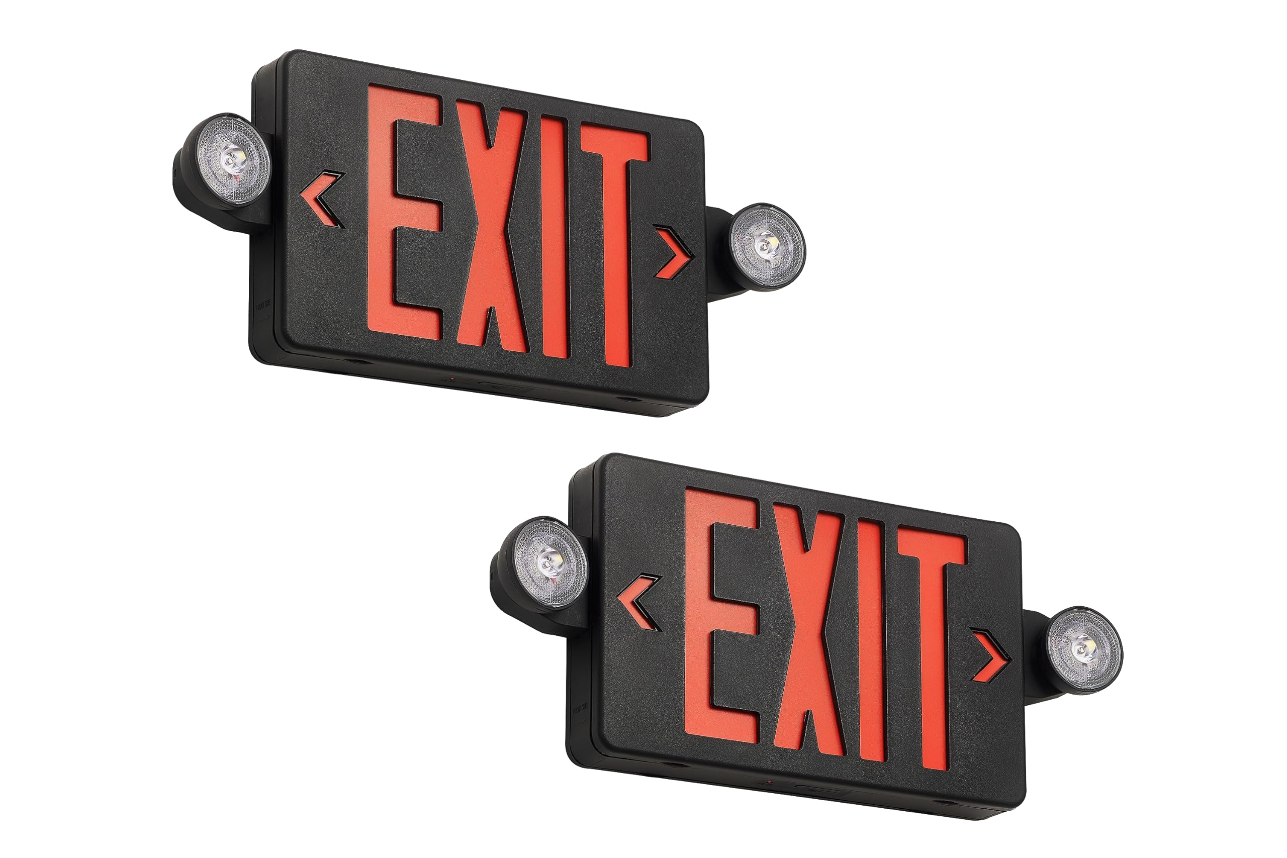 TANLUX LED Emergency Exit Light with Battery Backup, UL Listed, 2 Pack, Black Housing with Red Letter, Model TL-EX01BK-2