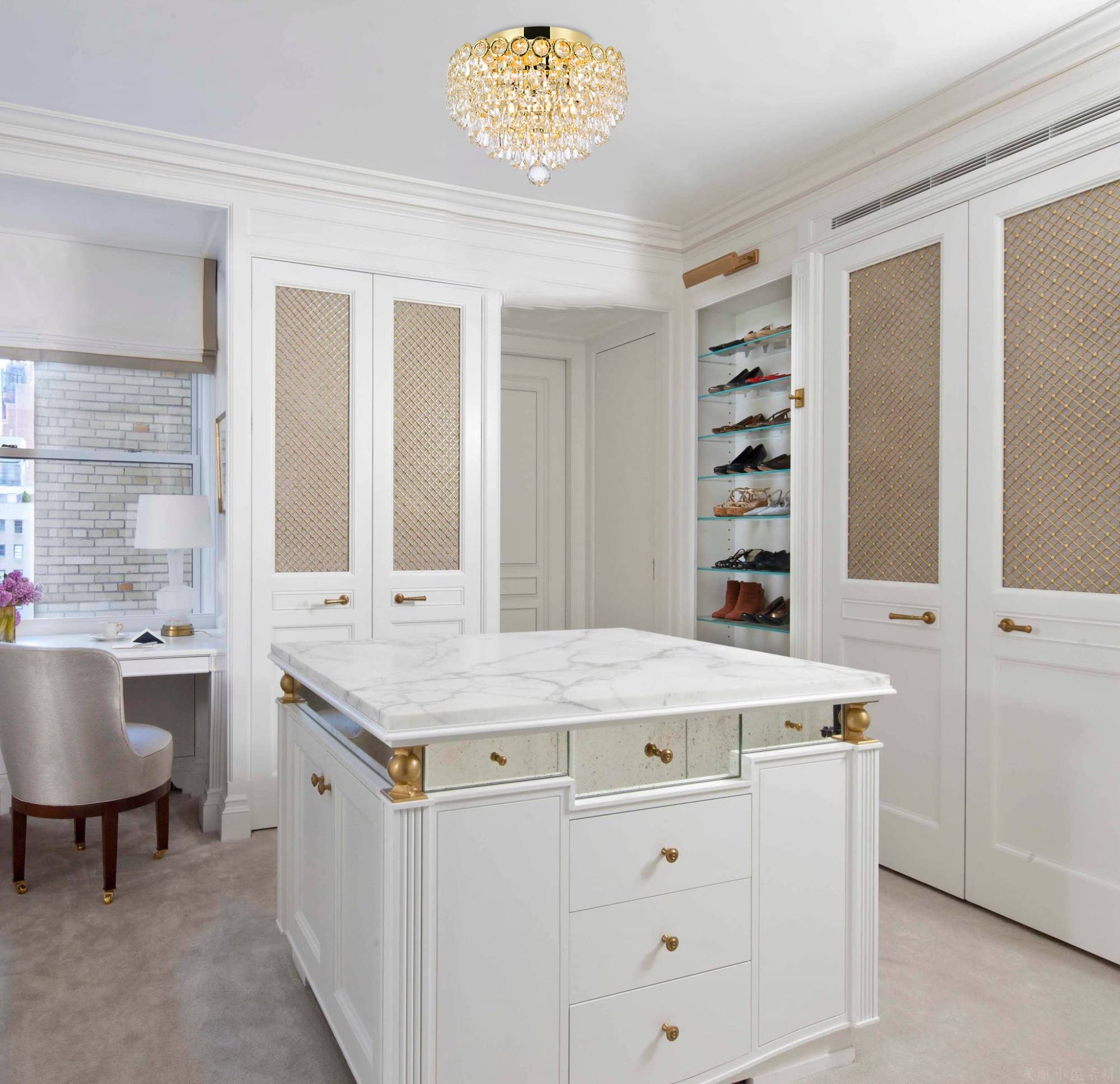 Elegant Lighting Century Four Light Flush Mount - Chrome Finish, Royal Cut Crystal