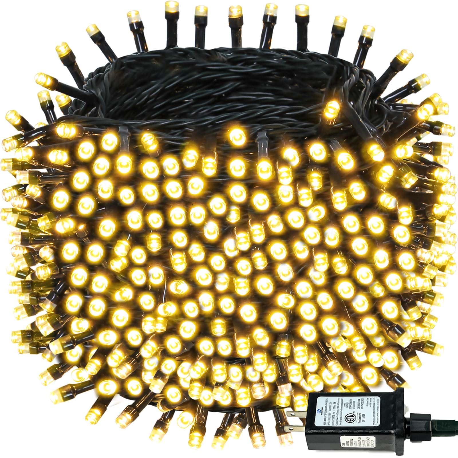 Bhclight Extra-Long 165Ft 500Led Christmas String Lights Outdoor/Indoor, Timer & Memory & 13 Modes, Warm White String Lights Wat