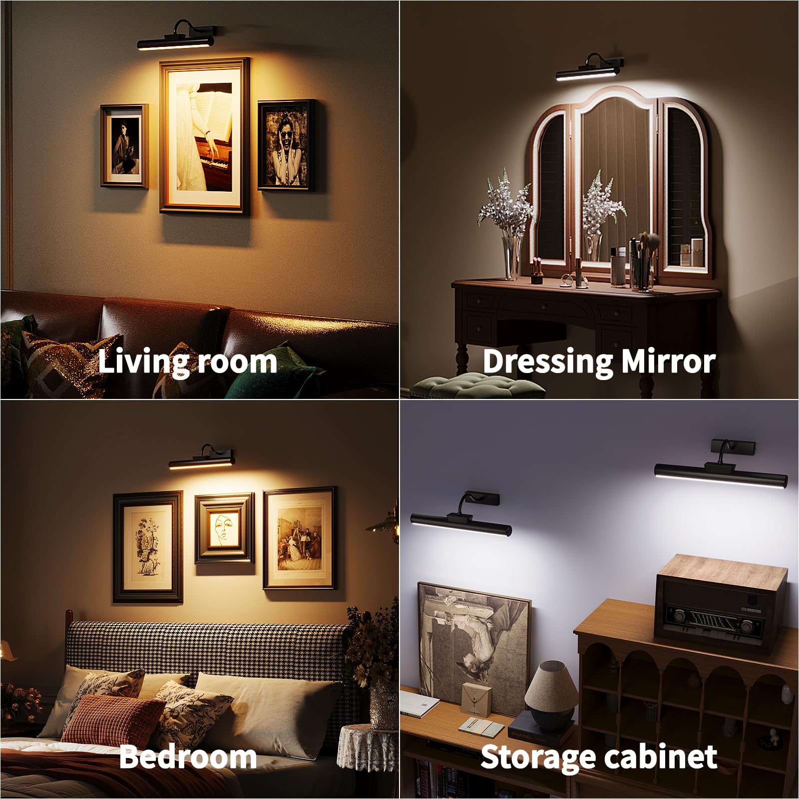 Skairipa Picture Light With Remote  16In Battery Operated Picture Lights For Wall 5000Mah  3 Color Modes And Dimmable Led Art Lighting With Timer For discomfort-reducingting  Frame  Gallery (Black-1Pack)