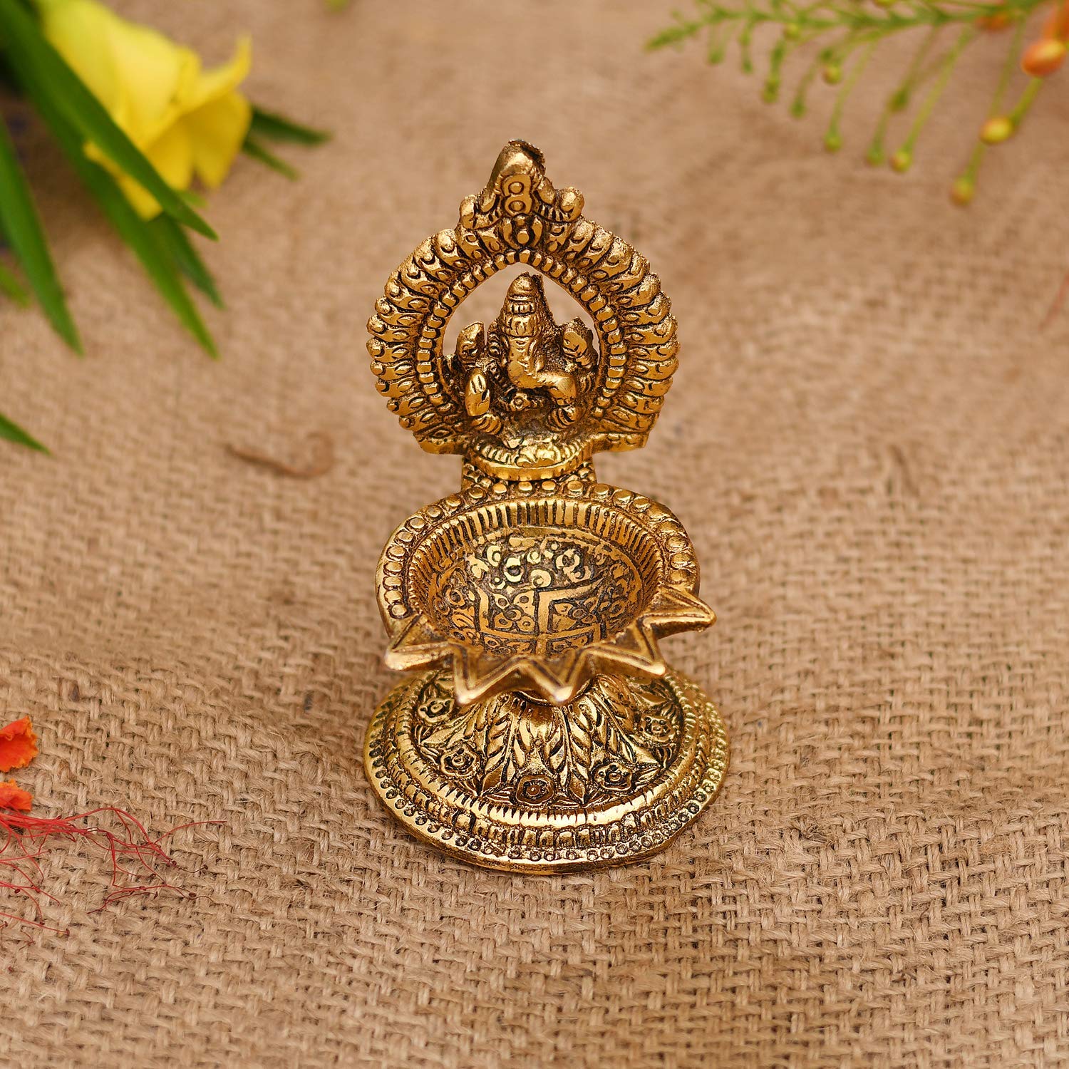 Collectible India Ganesha Diya Oil Lamp - Diwali Diya for Puja Diwali Gift Home Temple Articles Decoration Gifts - Diwali Decora