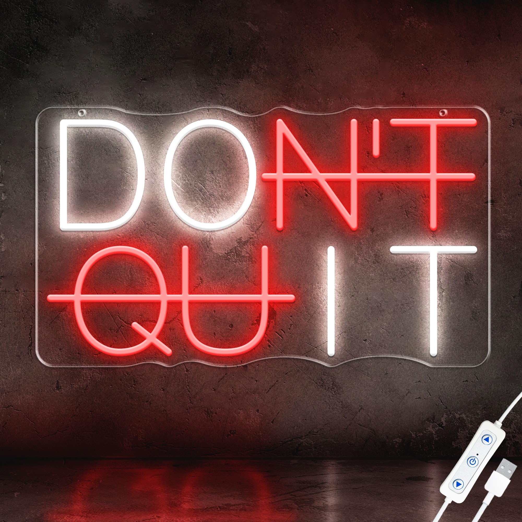 HAJAE LED Neon Sign - DONT QUIT Wall Decor, Dimmable USB Powered, Acry ...