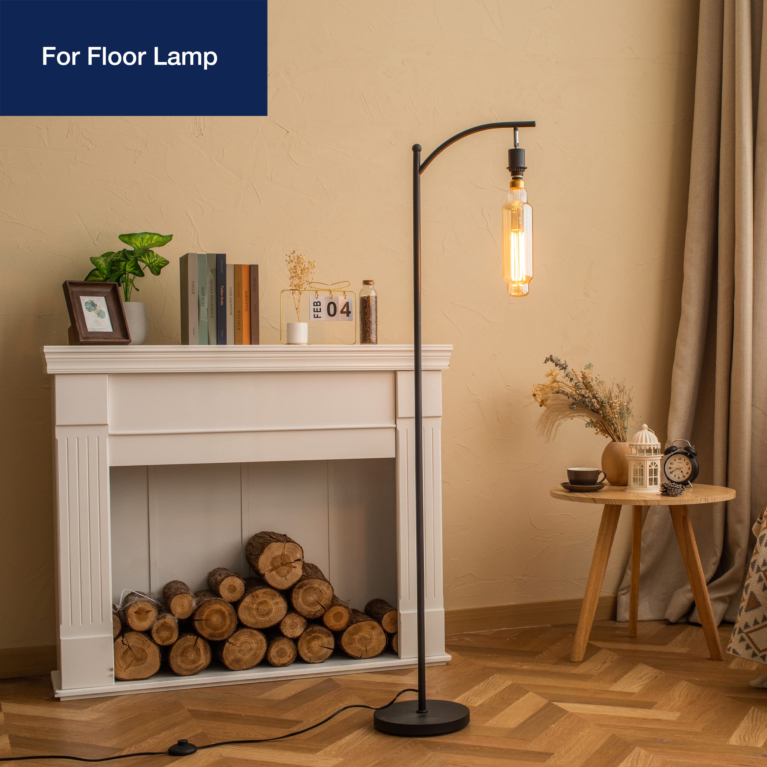 Flsnt Vintage Large Led Edison Bulbs 40W Equivalent, Decorative Dimmable Tube Led Bulbs With Amber Glass, 2000K Warm White, E26