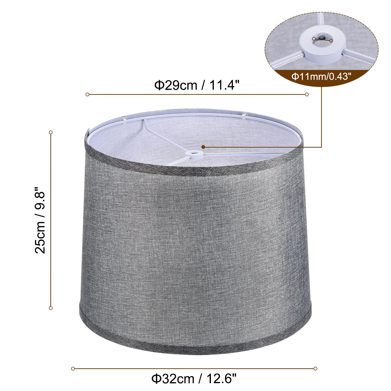 Patikil Lamp Shades For Table Lamps 11.4" Top X 12.6" Bottom X 9.8" High Drum Lamp Shades For Floor Lamps Medium Linen Lampshade Easy Assembly For Lamp Replacement, Gray