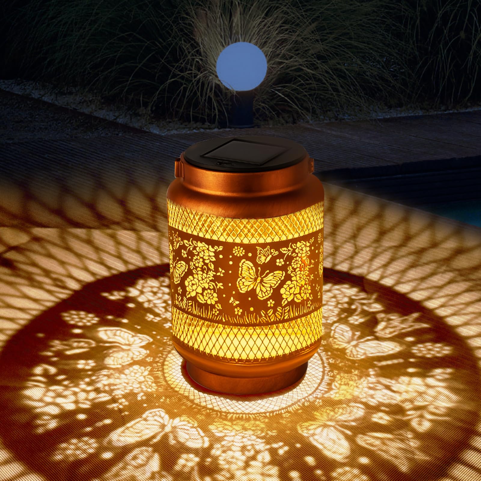 Solar Lanterns Outdoor Waterproof Birthday Gifts for Women Men Grandma Metal Hanging Solar Lights for Outside Patio Yard Festiva