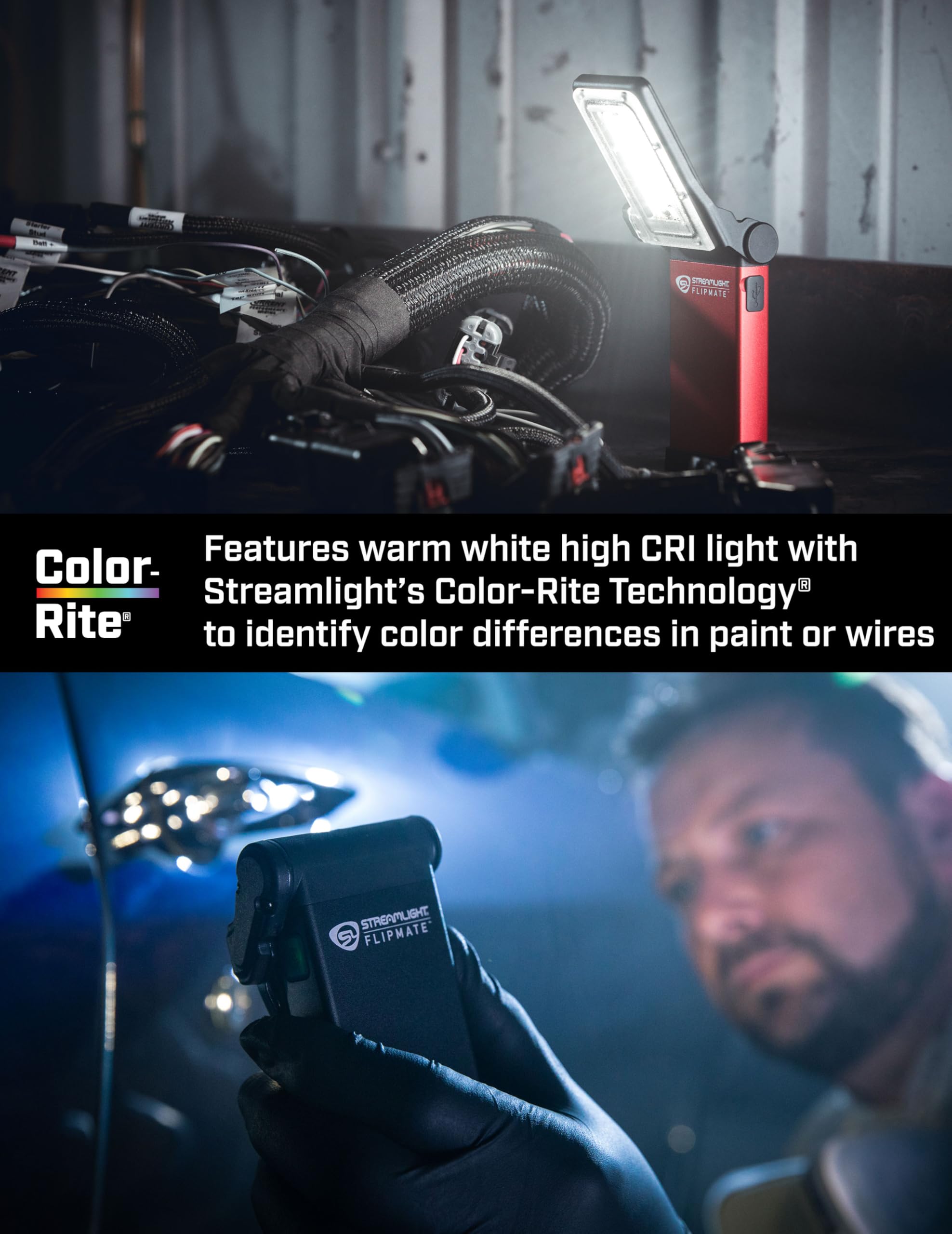 Streamlight 61501 Flipmate 500-Lumen Usb Rechargeable Multi-Function Compact Work Light, Red