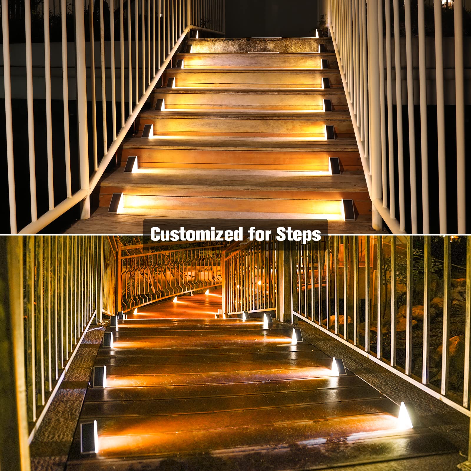 Volisun Solar Step Lights 6 Pack, Ip67 Waterproof Warm White Led, Model 21131Zm For Garden, Deck, Porch, And Patio Lighting
