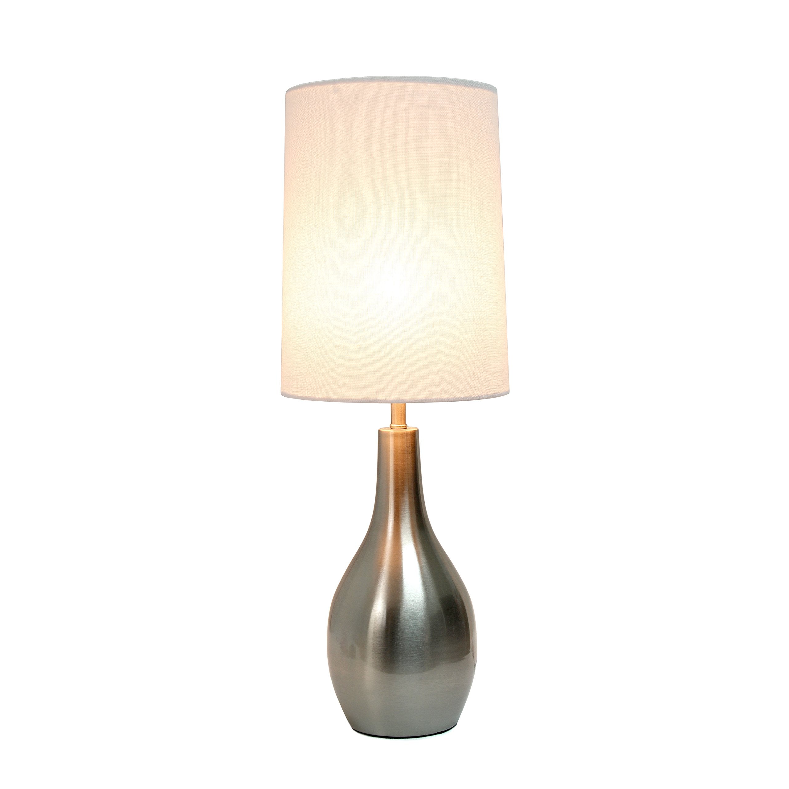 Simple Designs Lt3303-Bsn 1 Light Tear Drop Table Lamp, Brushed Nickel, 7 X 7 X 19.5