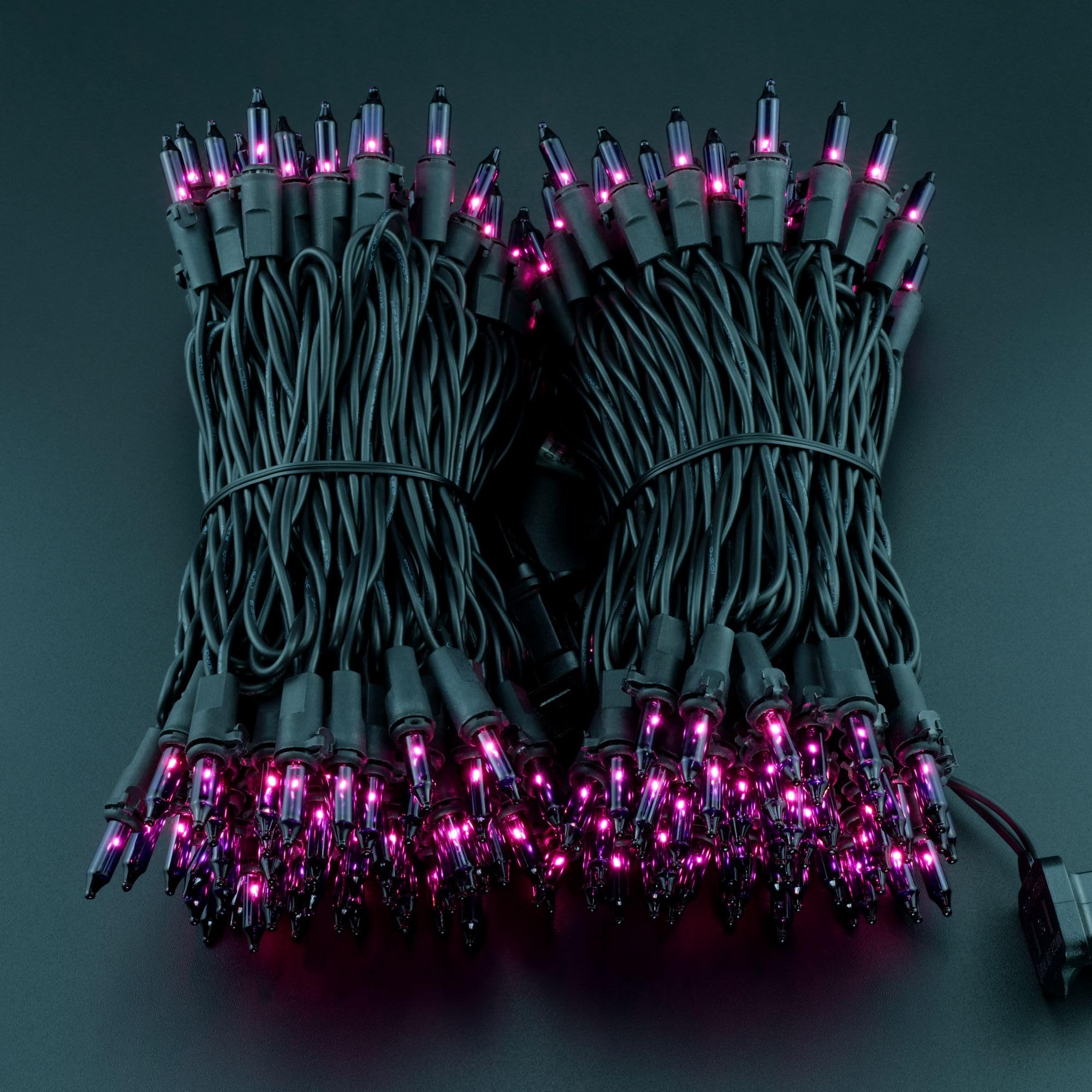 YULETIME Purple String Lights, 33 Ft, 100 Count, UL Certified, Pack of 2 Strands, Black Wire