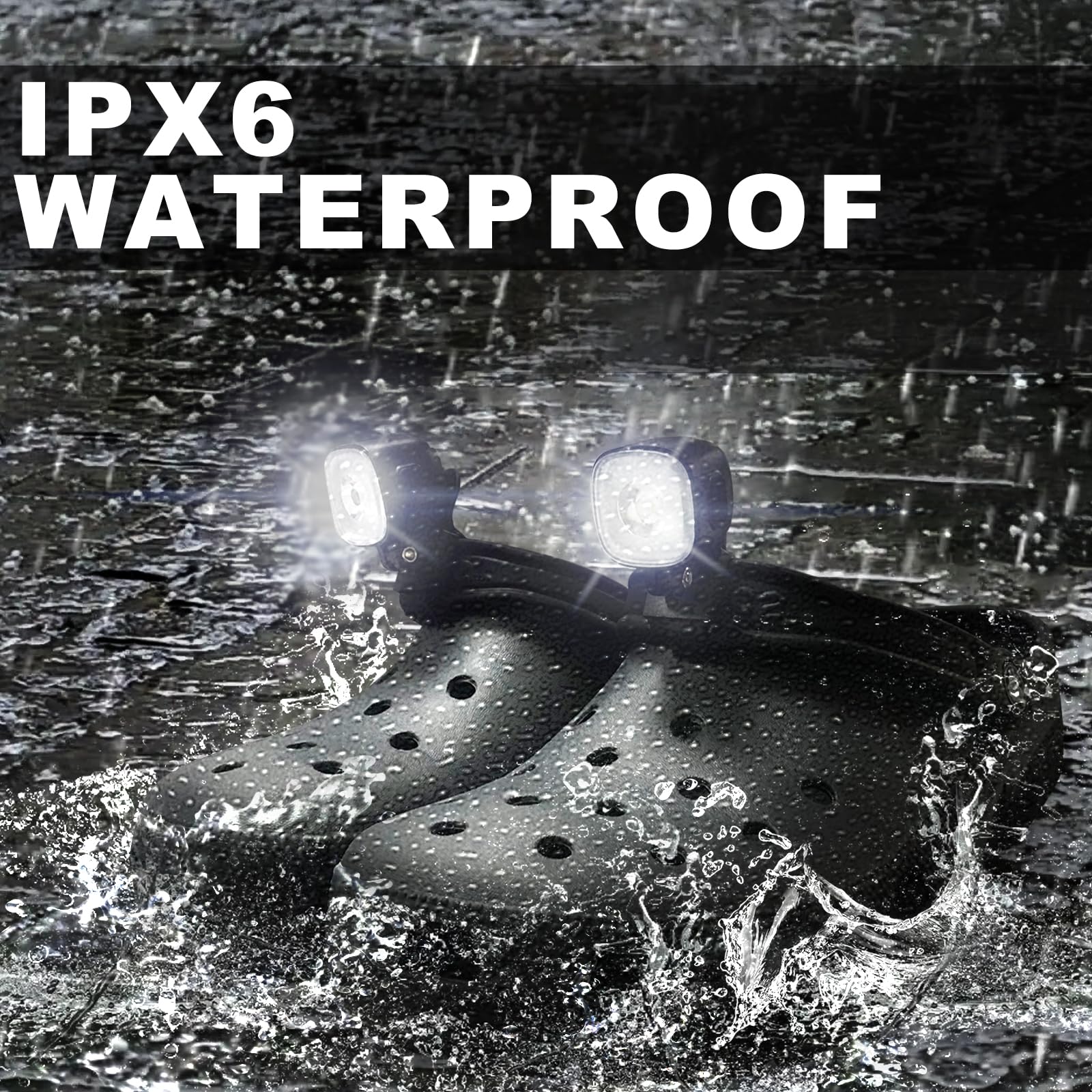 infisu Headlights for Shoes, 2pcs Rechargeable Headlamp Accessories, Compatible with Crocs, Black, Model EGOTCLSBK